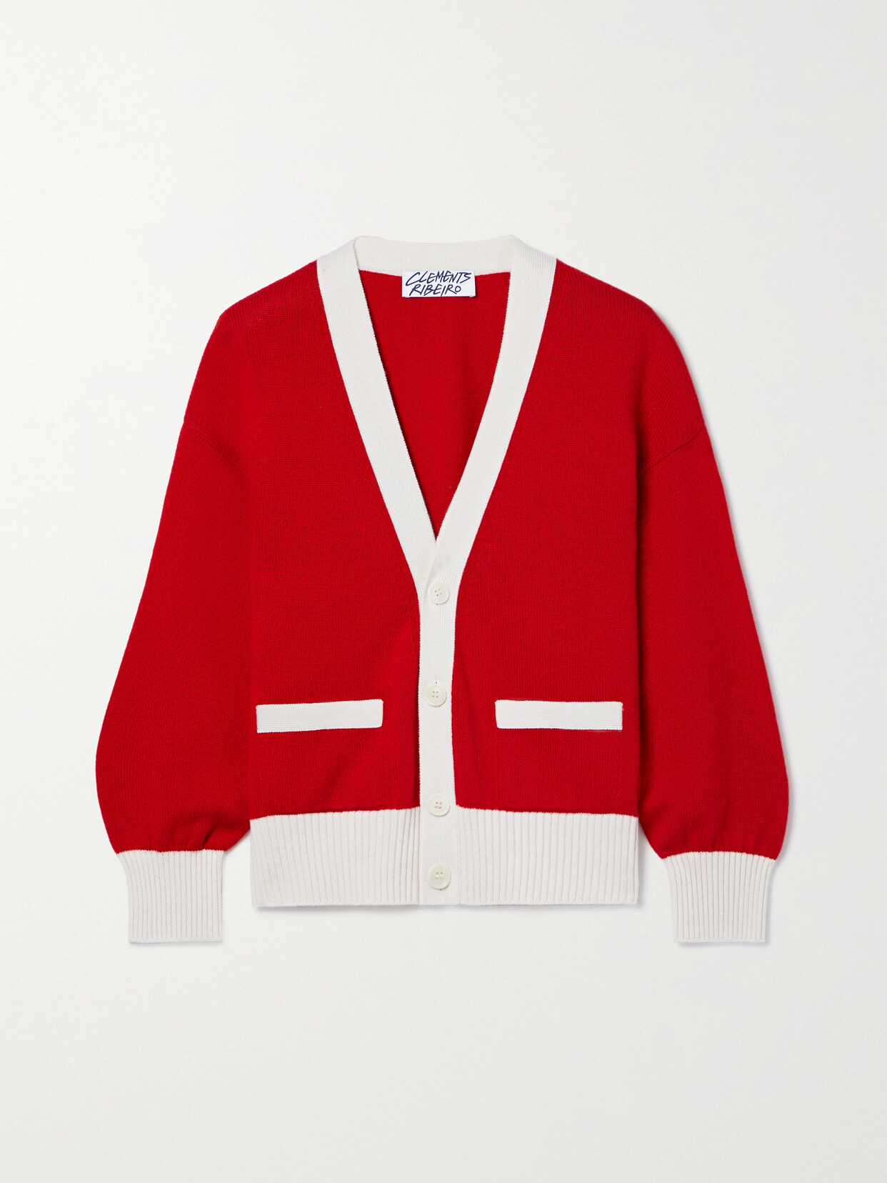 CLEMENTS RIBEIRO Deauville Two-tone Cashmere Cardigan - Red