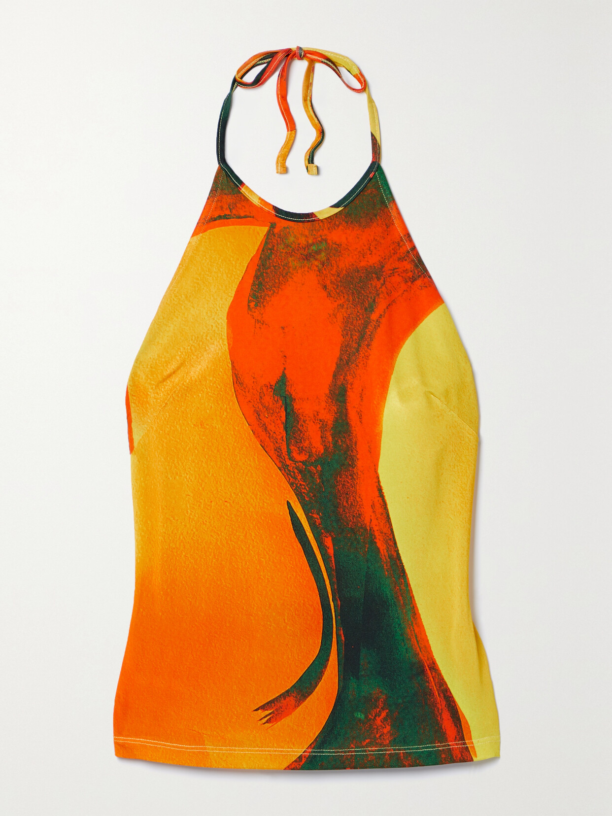 Louisa Ballou - Printed Stretch-jersey Halterneck Tank - Orange