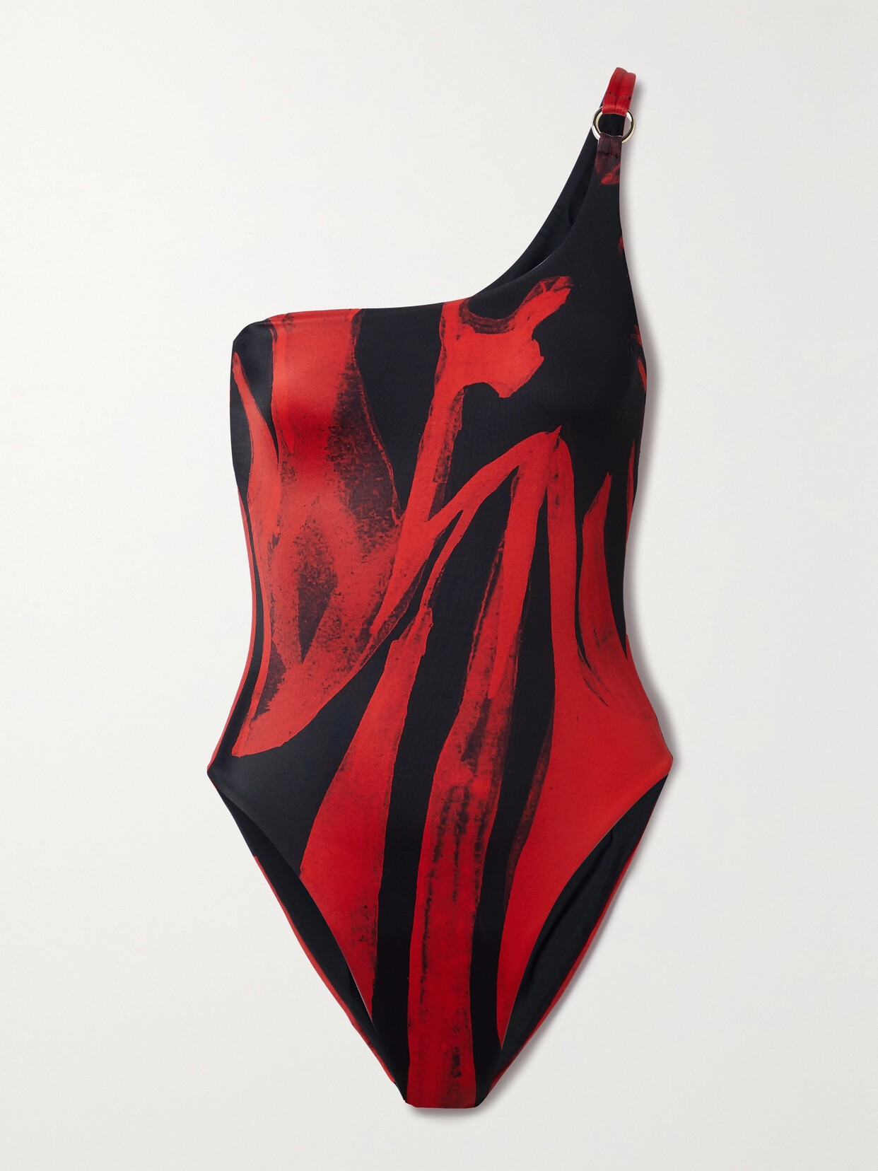 Louisa Ballou - One-shoulder Printed Swimsuit - Red