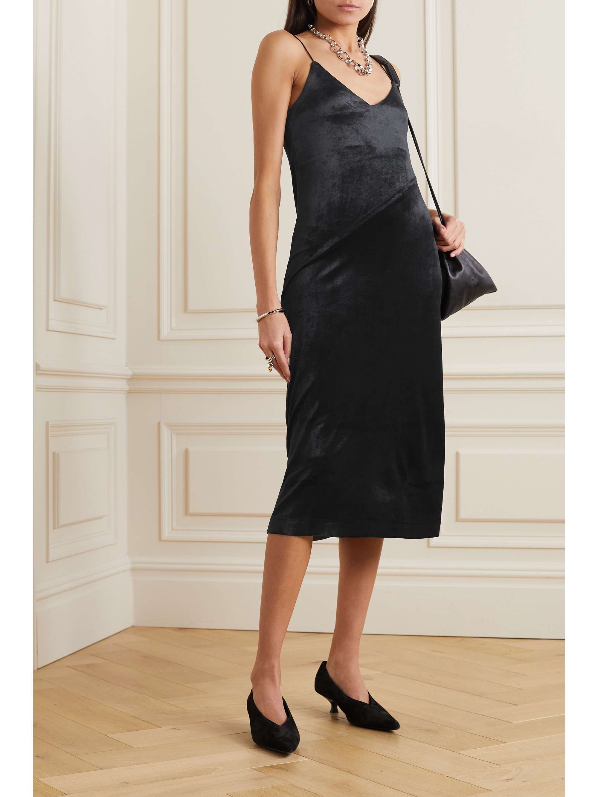 NINETY PERCENT Leah micromodal-blend velour midi dress | NET-A-PORTER