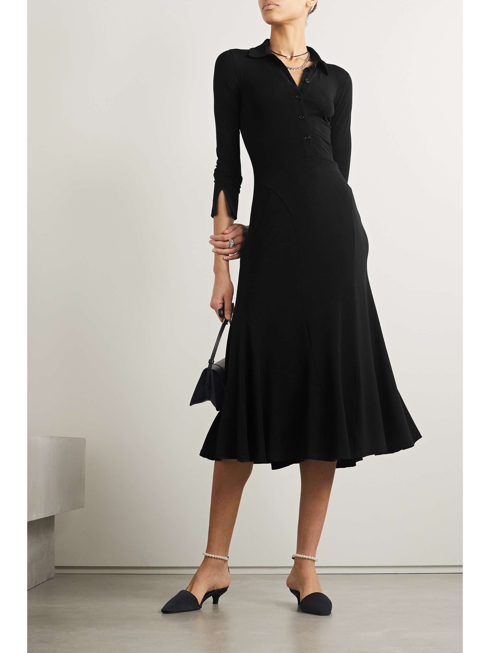 NINETY PERCENT Melody stretch-TENCEL Lyocell midi shirt dress