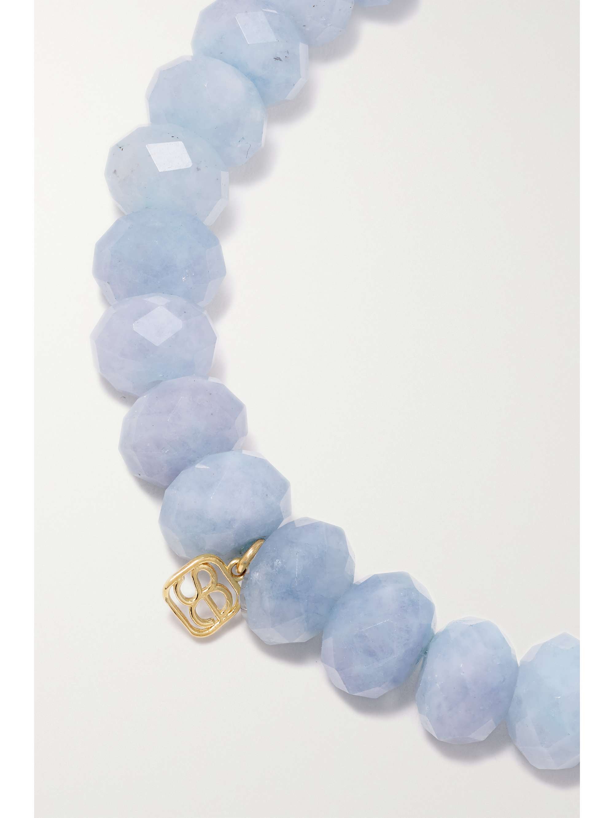SYDNEY EVAN Happy Face 14-karat gold, aquamarine and diamond bracelet
