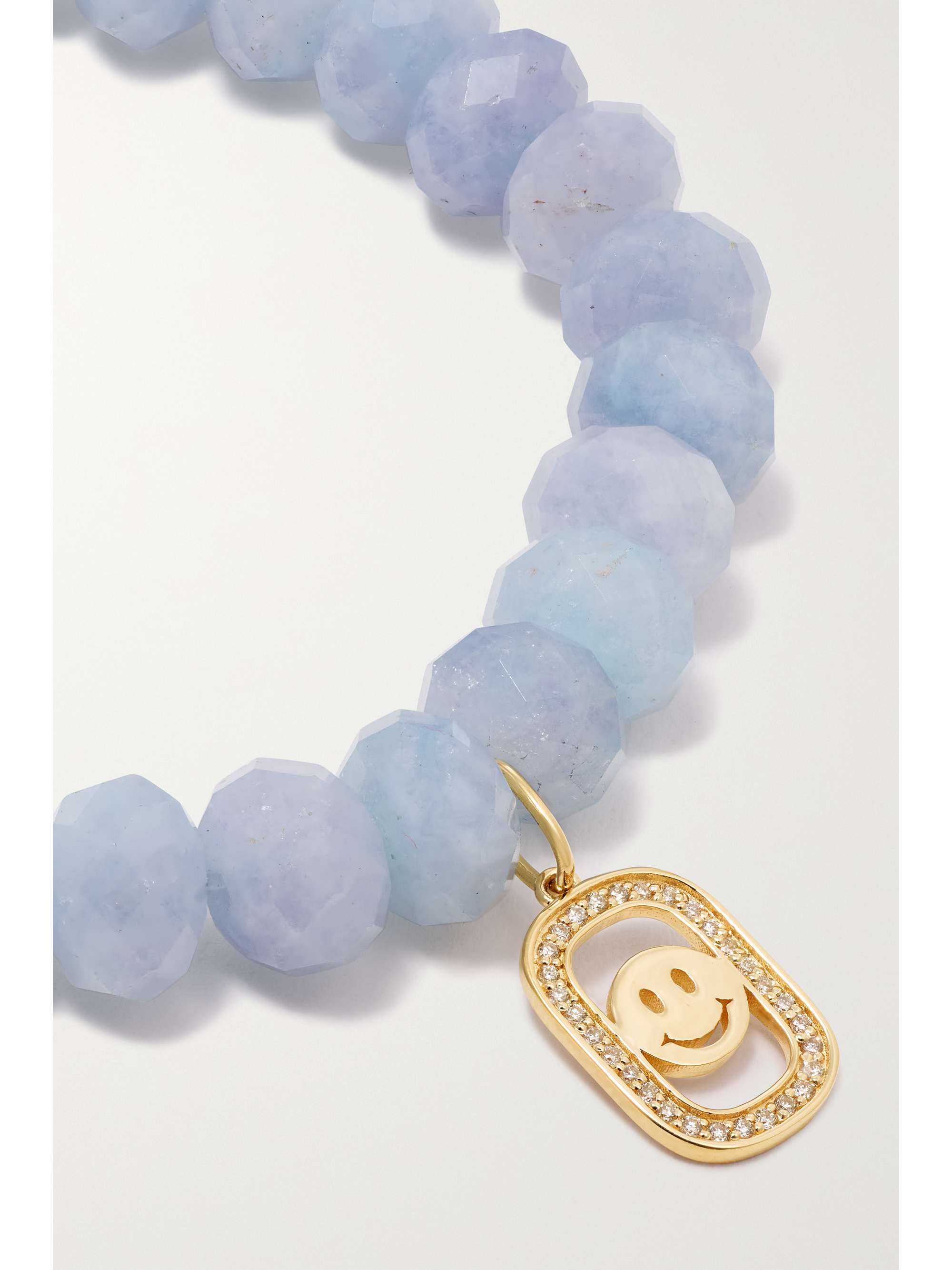 SYDNEY EVAN Happy Face 14-karat gold, aquamarine and diamond bracelet
