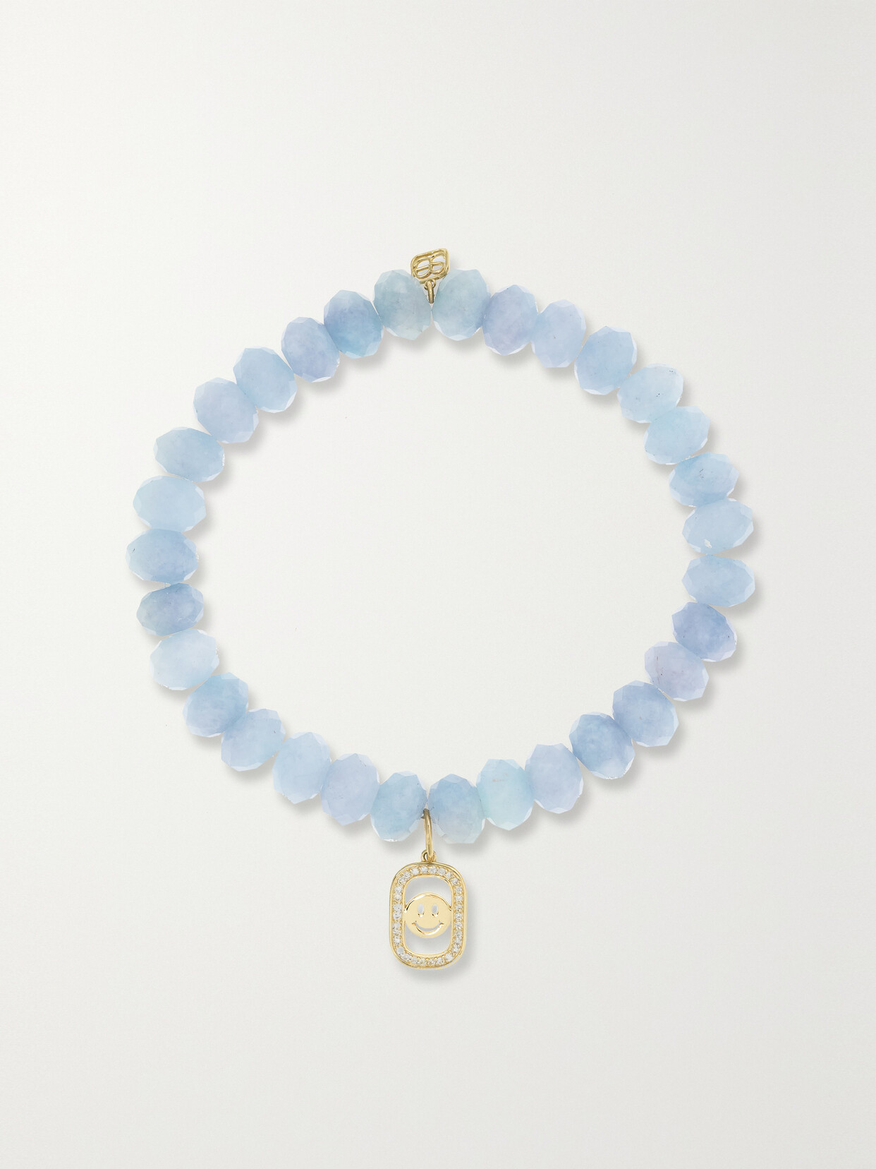 Sydney Evan Happy Face 14-karat Gold, Aquamarine And Diamond Bracelet