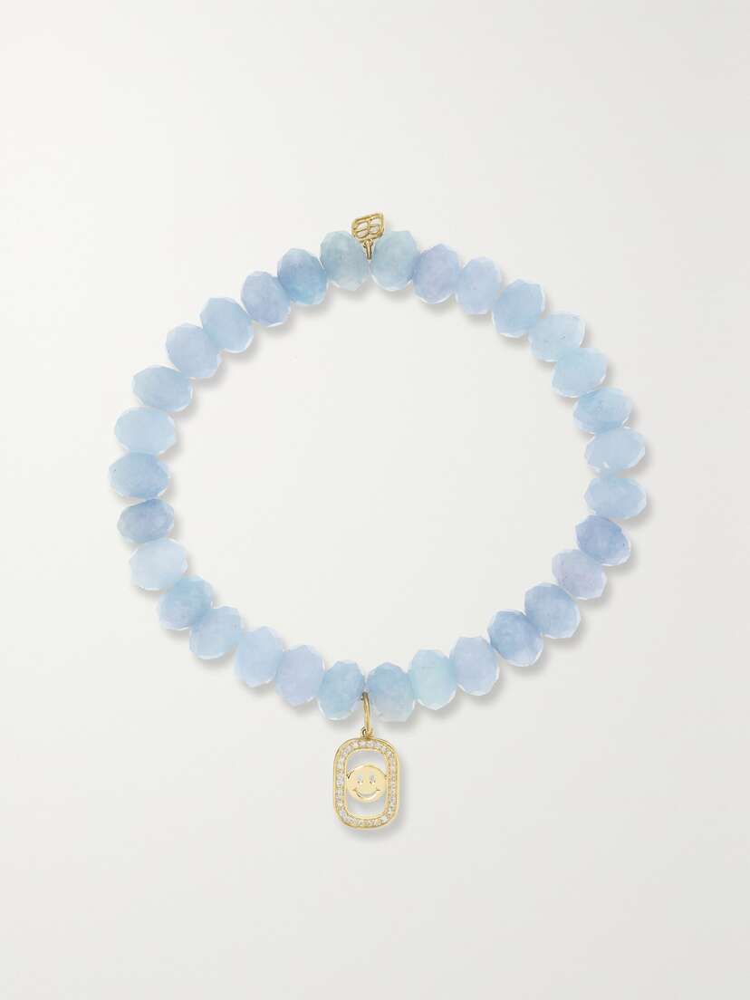 Sydney Evan Happy Face 14-karat , Aquamarine And Diamond Bracelet