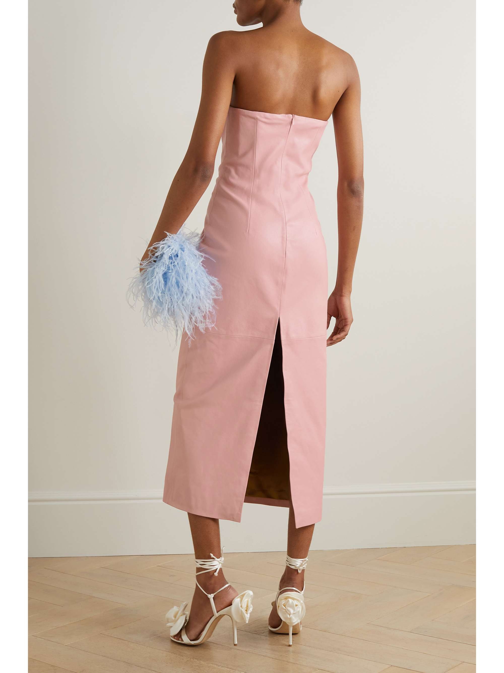 MAGDA BUTRYM Strapless paneled leather bustier midi dress