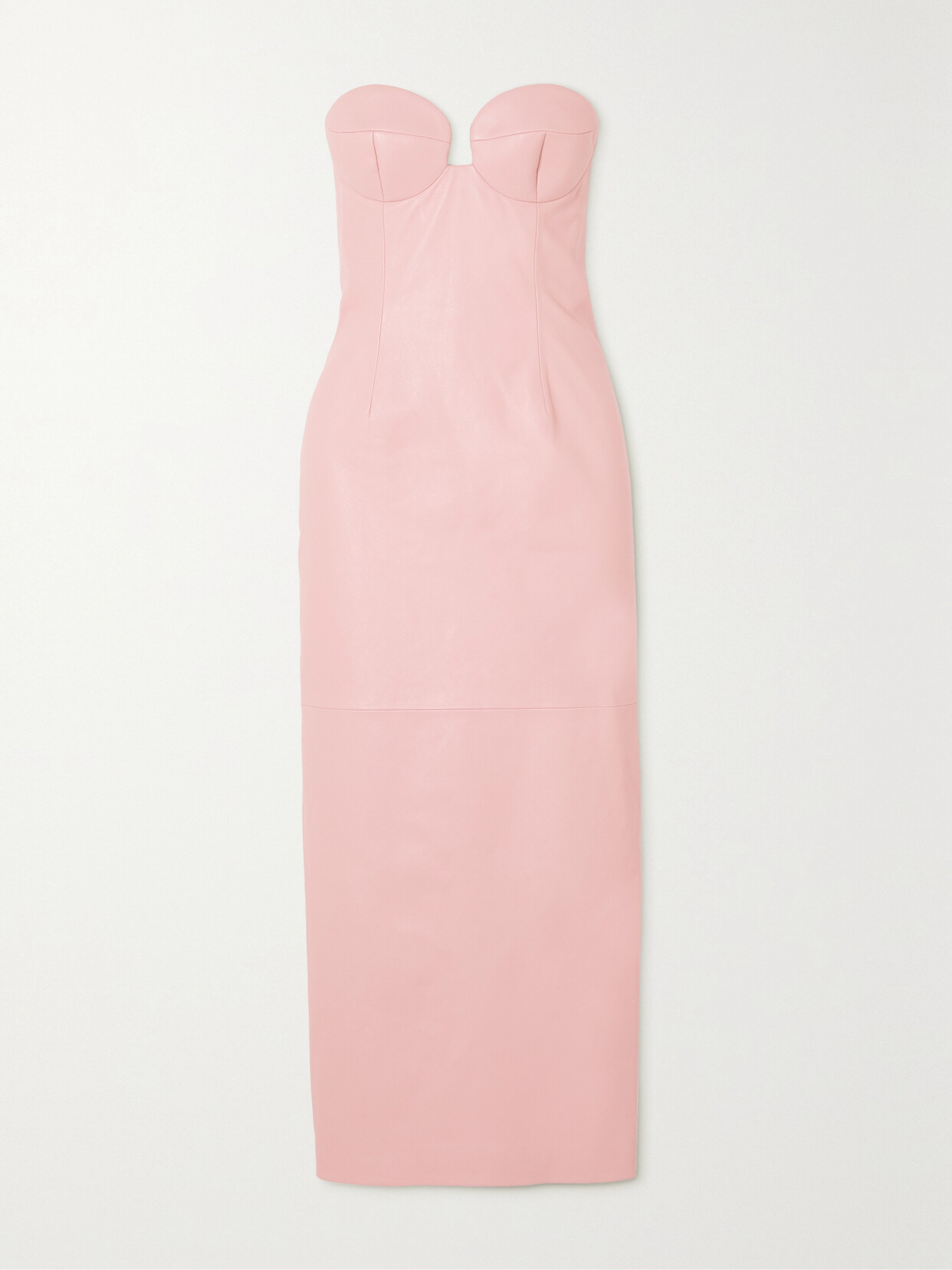 Magda Butrym - Strapless Paneled Leather Bustier Midi Dress - Pink