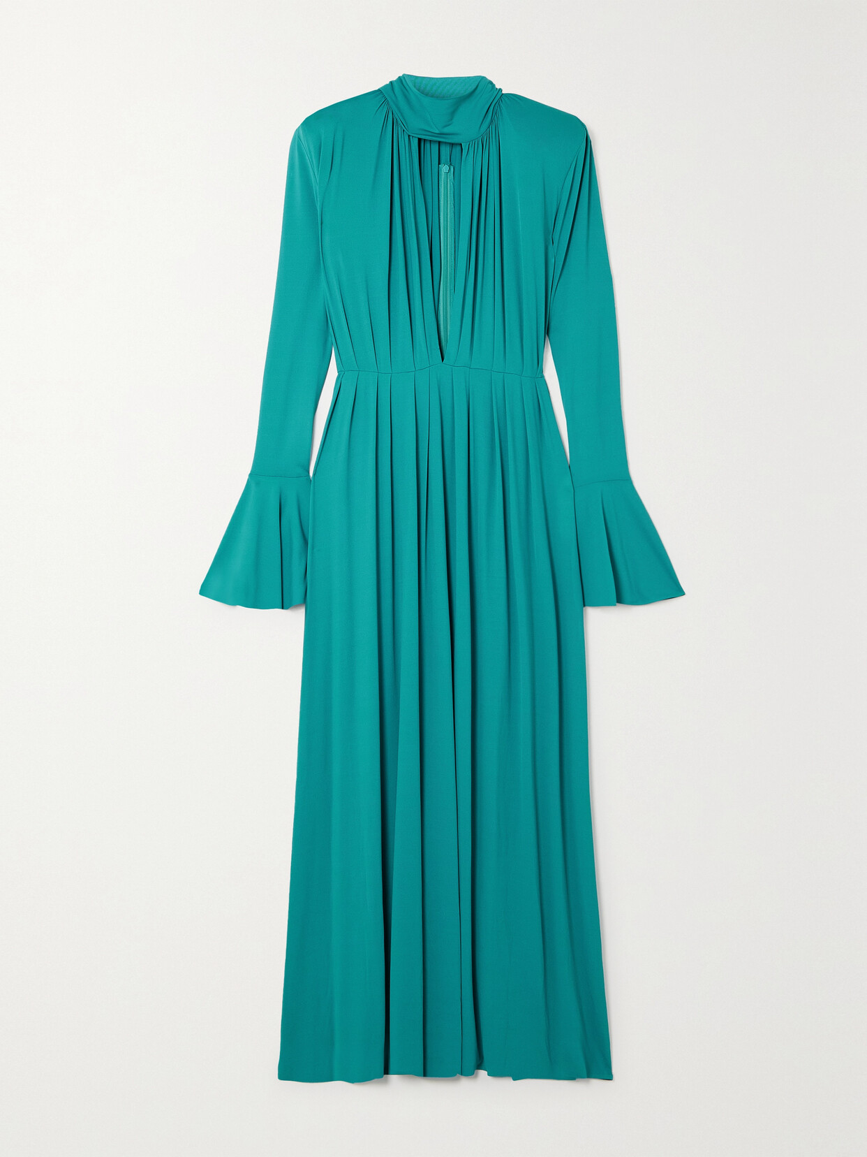 Magda Butrym Appliquéd Pleated Jersey-crepe Gown - Blue