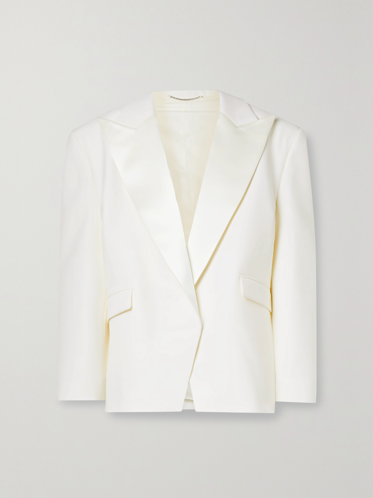 Magda Butrym - Oversized Satin-trimmed Silk And Wool-blend Blazer - Cream