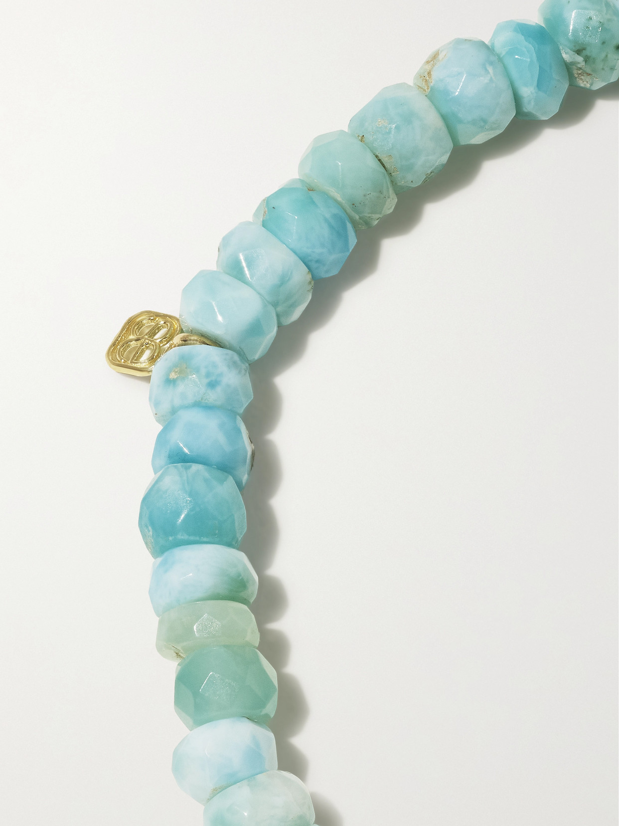 Sydney Evan Small Eye 14-karat Gold, Larimar And Diamond Bracelet In Gold