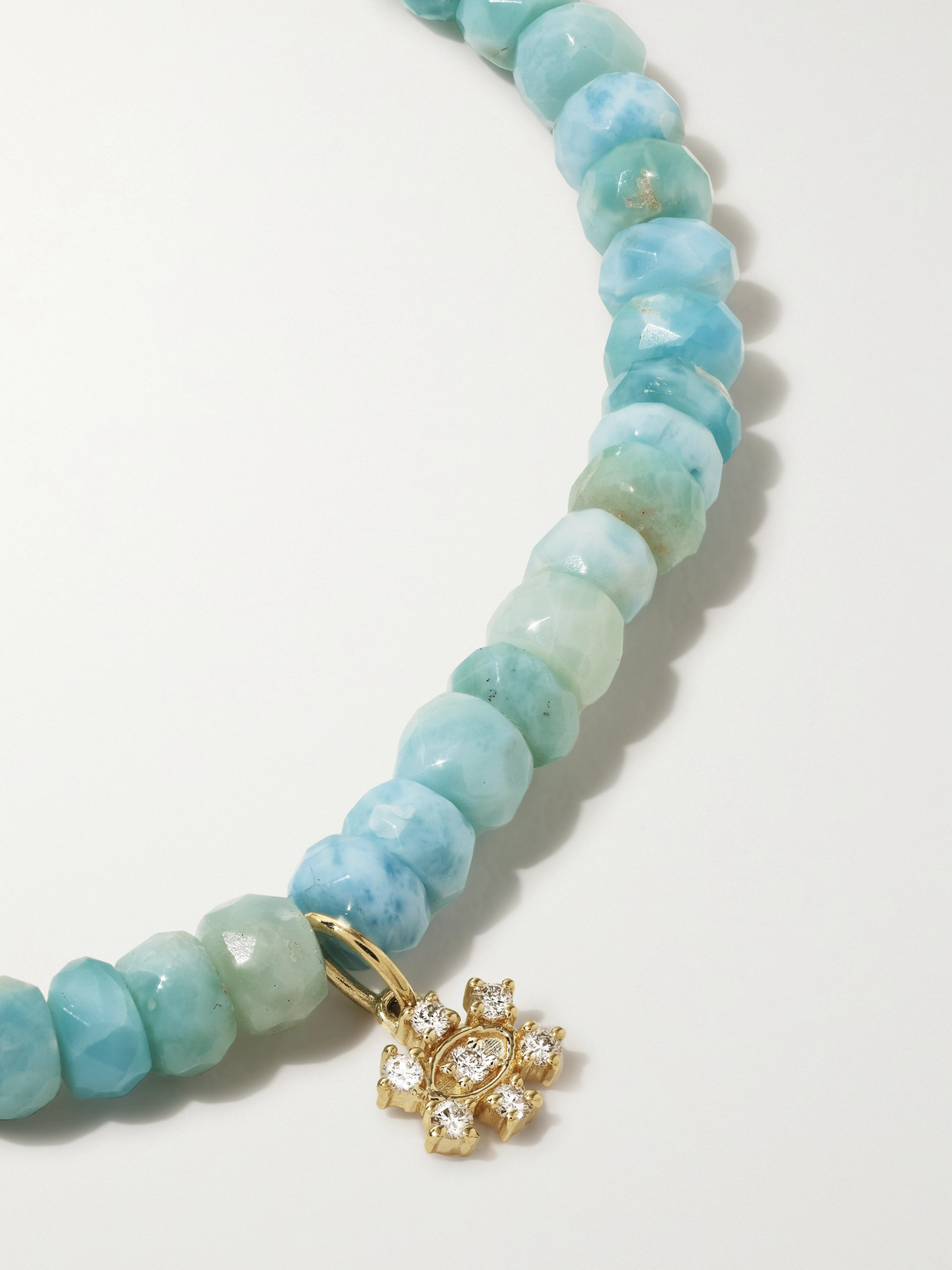 Sydney Evan Small Eye 14-karat Gold, Larimar And Diamond Bracelet In Gold