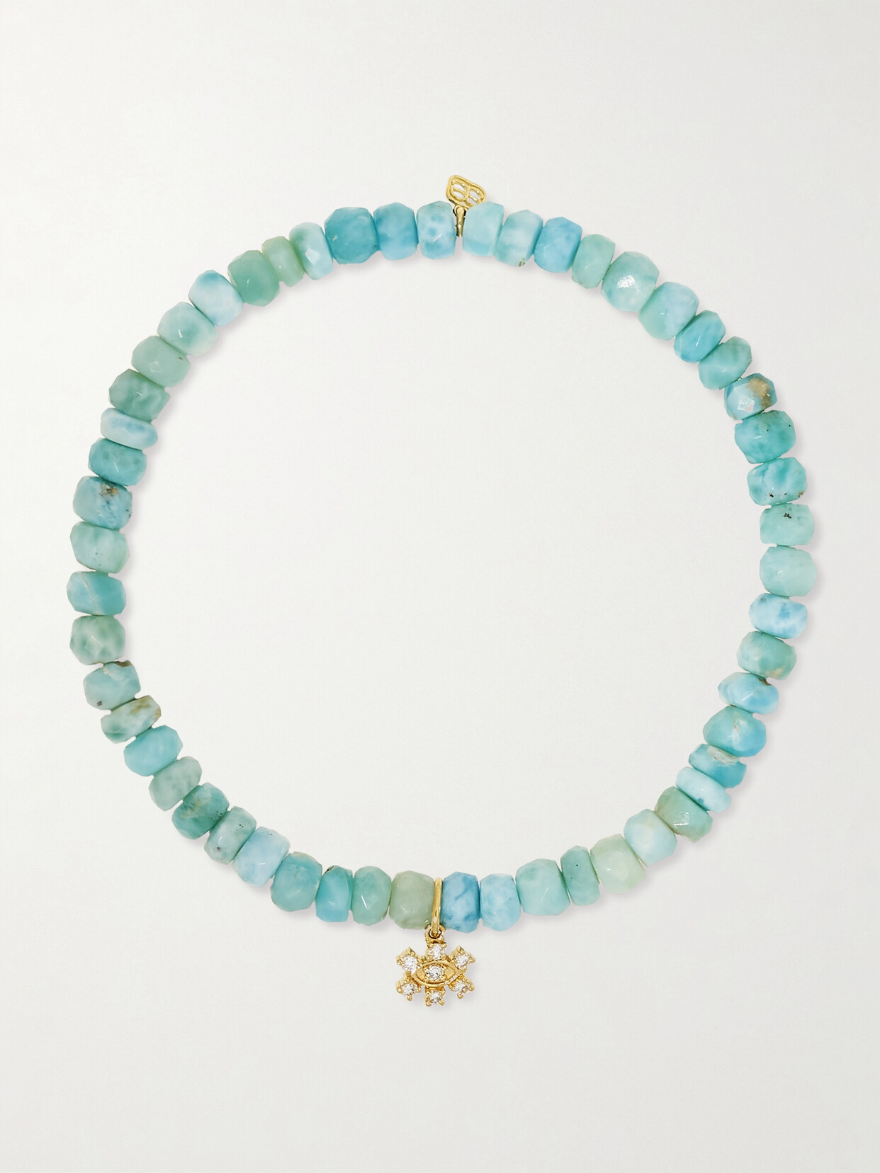 Sydney Evan - Small Eye 14-karat Gold, Larimar And Diamond Bracelet - One size