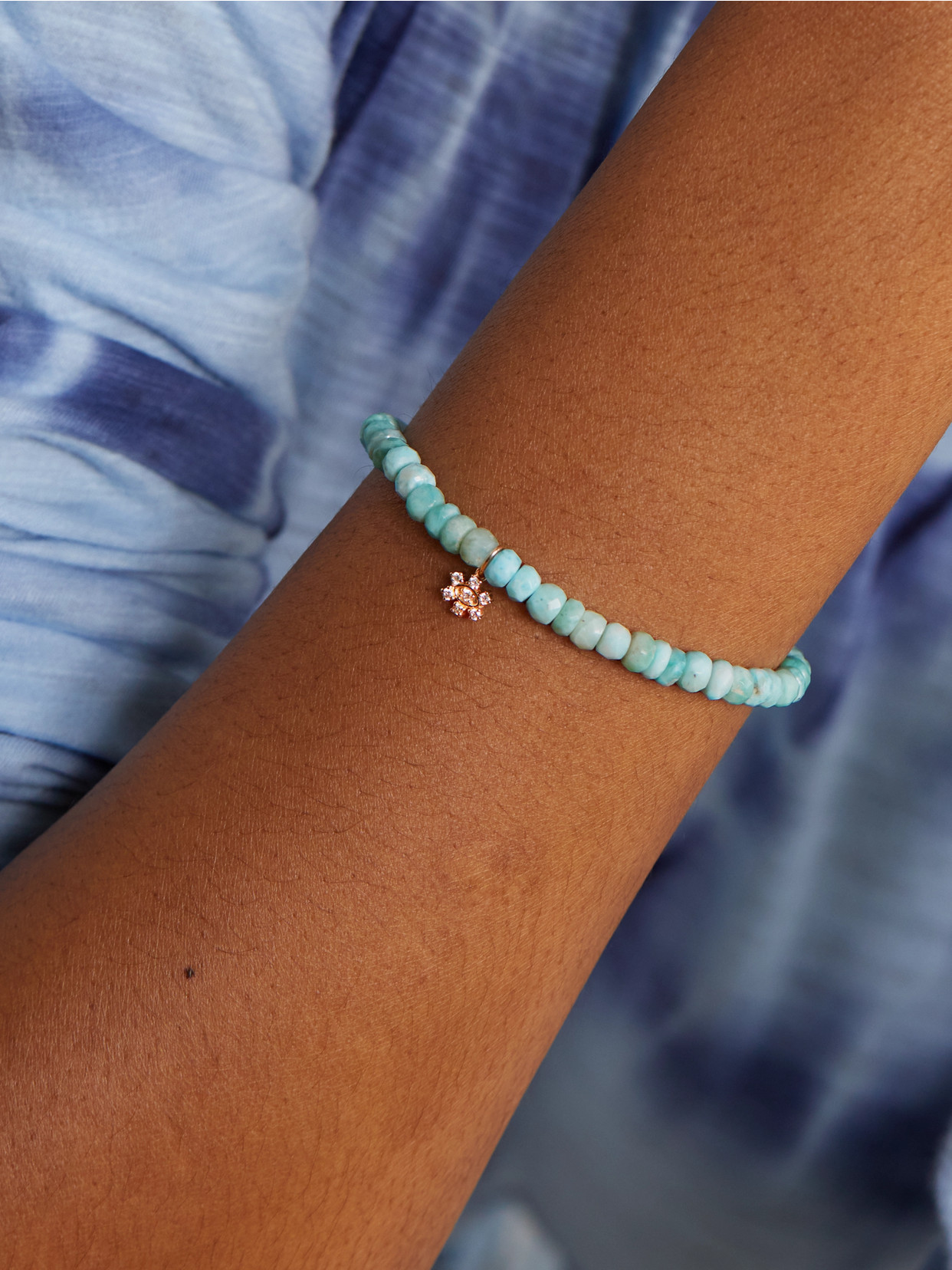 Sydney Evan Small Eye 14-karat Gold, Larimar And Diamond Bracelet In Gold