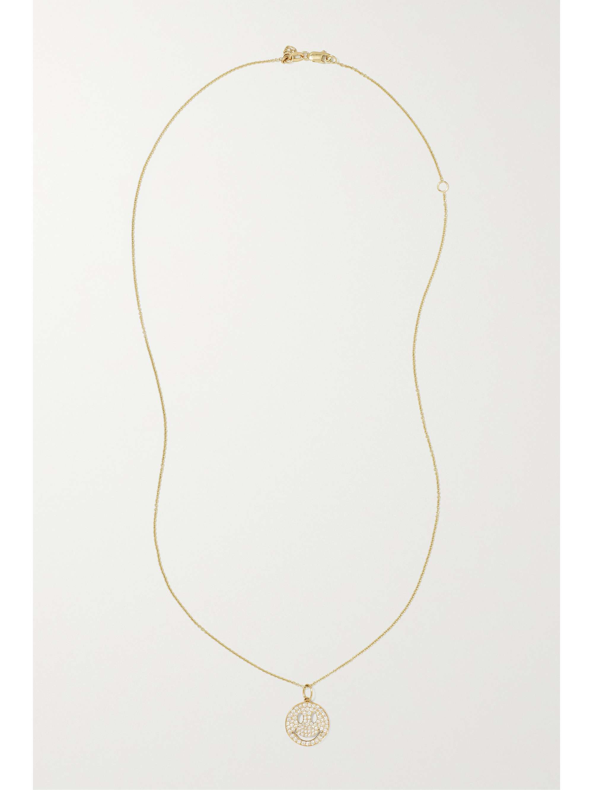 SYDNEY EVAN Medium Happy Face 14-karat gold diamond necklace