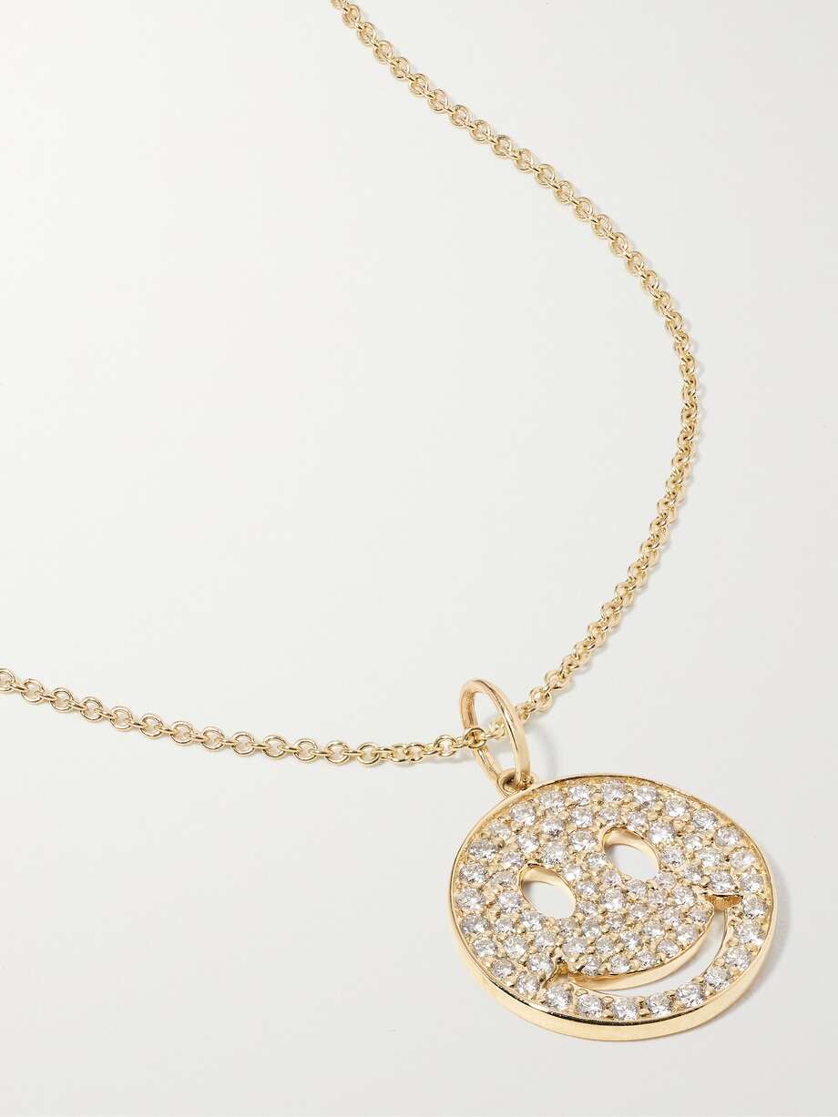 net-a-porter.com | Medium Happy Face 14-karat gold diamond necklace