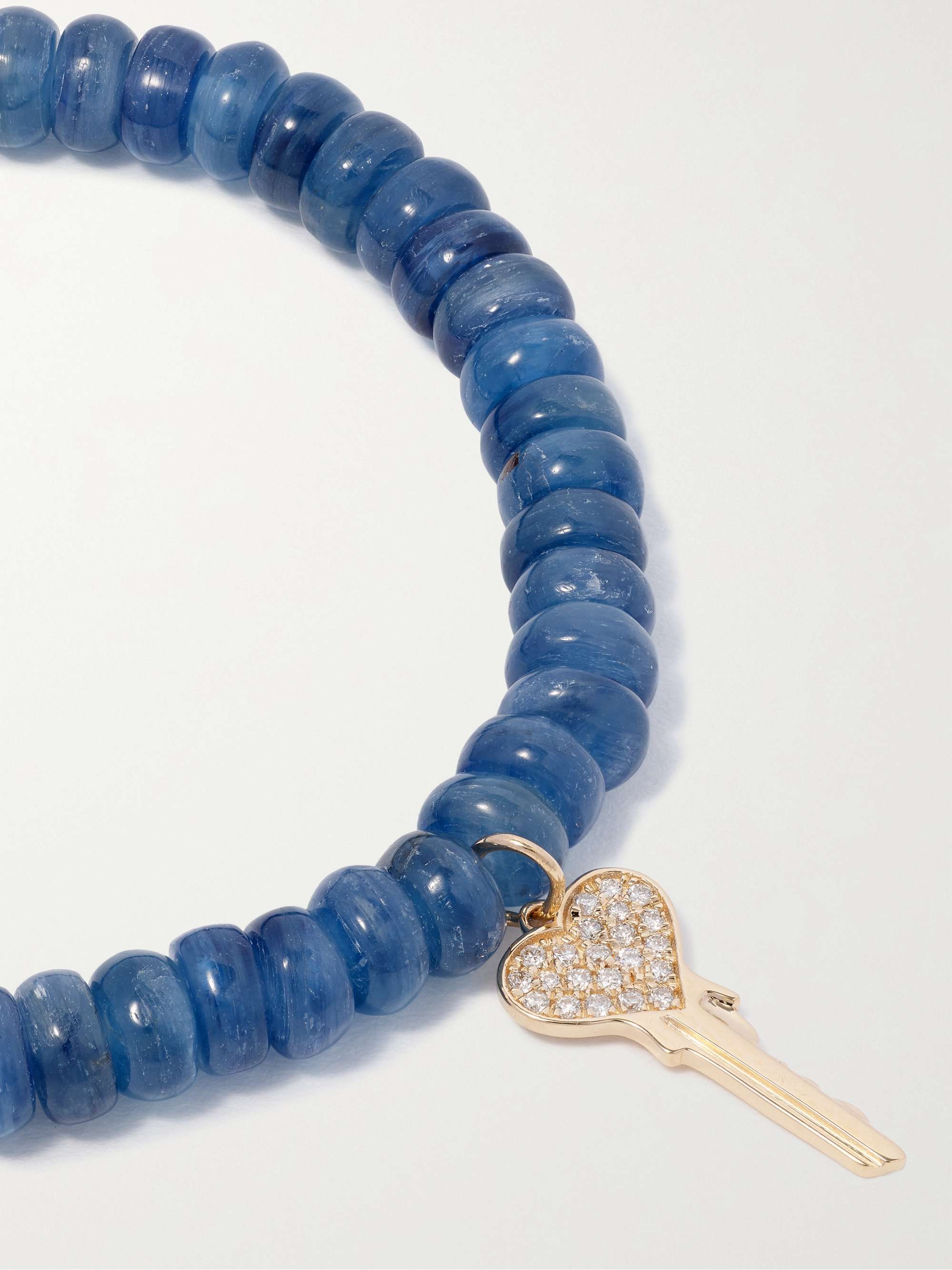 SYDNEY EVAN Mini Heart Key 14-karat gold, kyanite and diamond bracelet