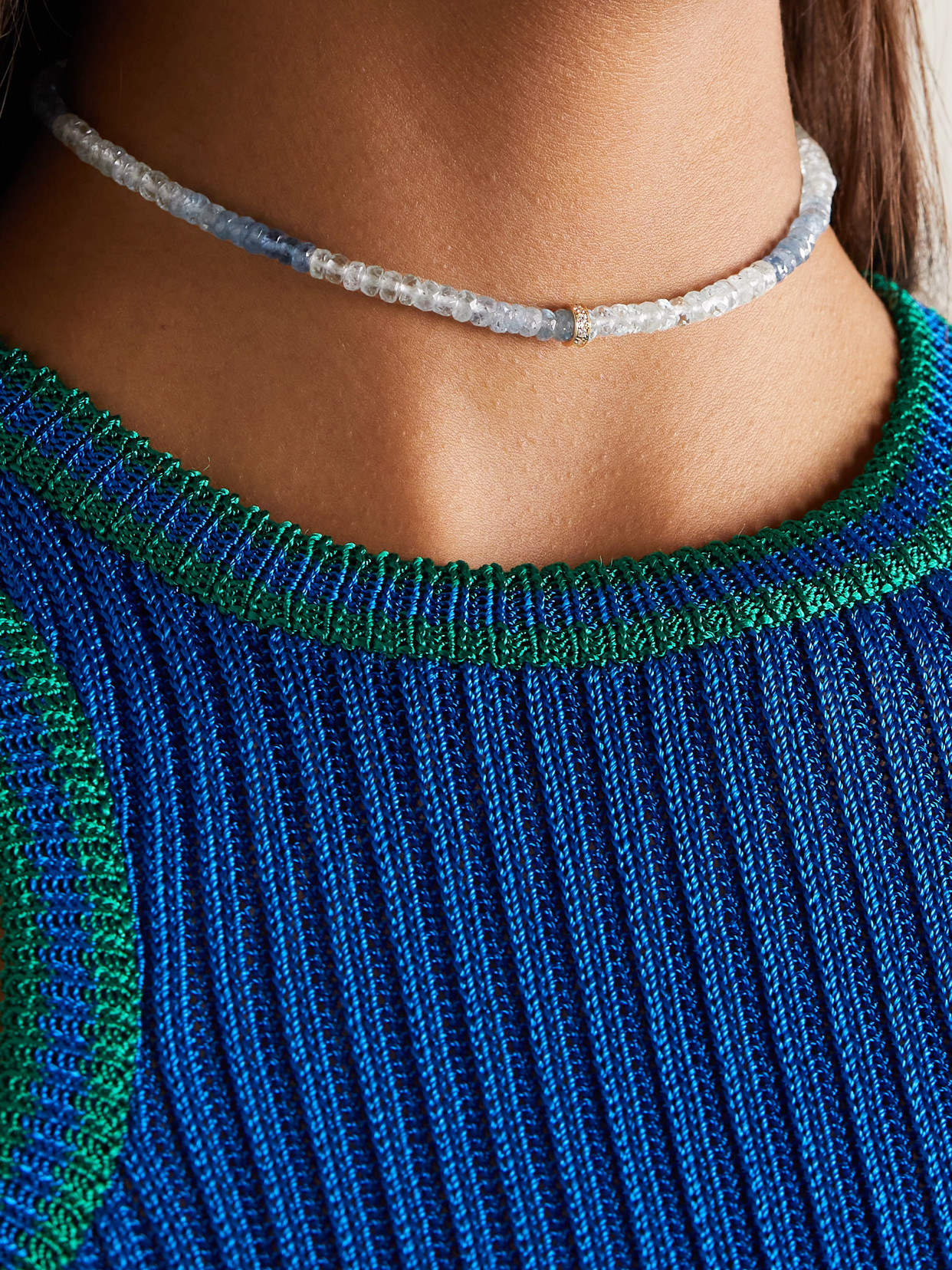Sydney Evan 14-karat Gold And Diamond Beaded Choker In Gold