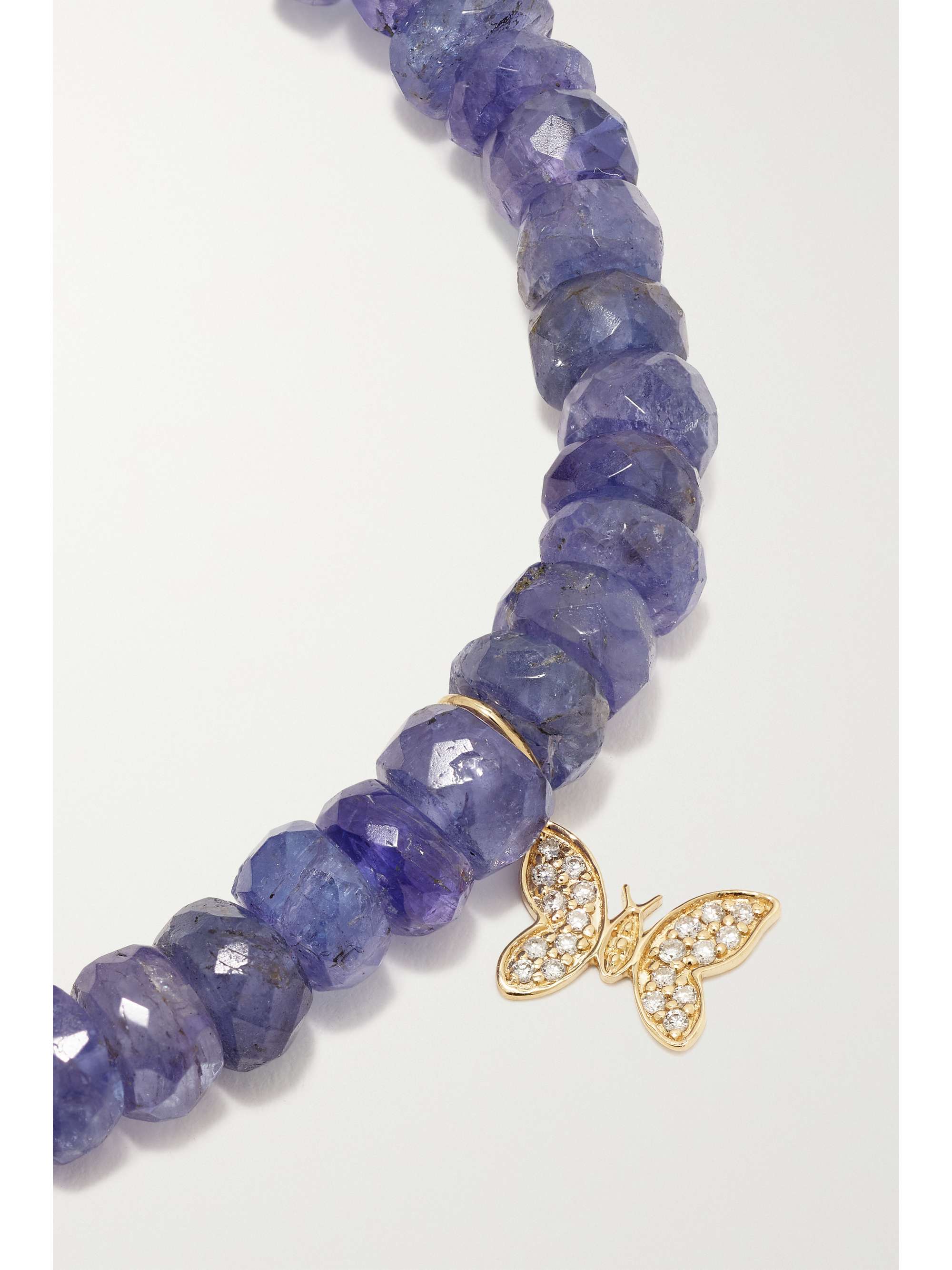 SYDNEY EVAN Tiny Butterfly 14-karat gold, iolite and diamond bracelet