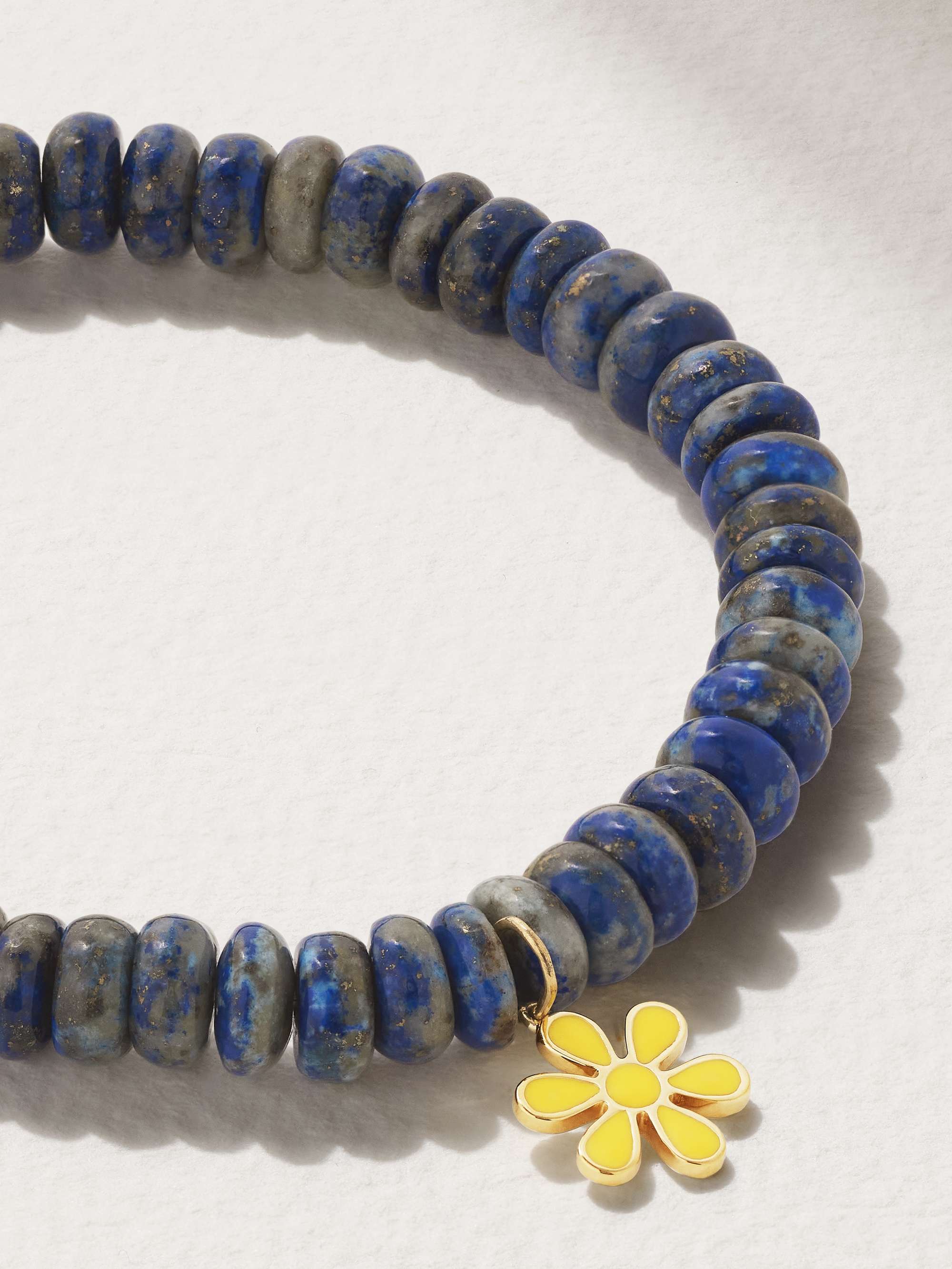 SYDNEY EVAN Flower 14-karat gold, lapis lazuli and enamel bracelet