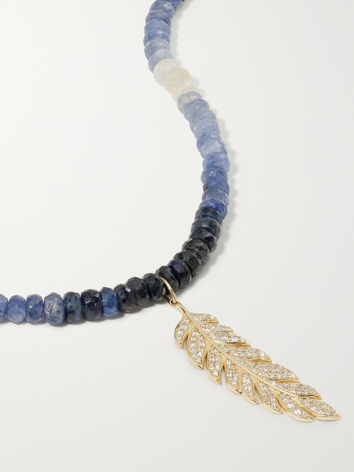 Sydney Evan - Large Feather 14-karat Gold, Rondelle And Diamond Necklace - One size