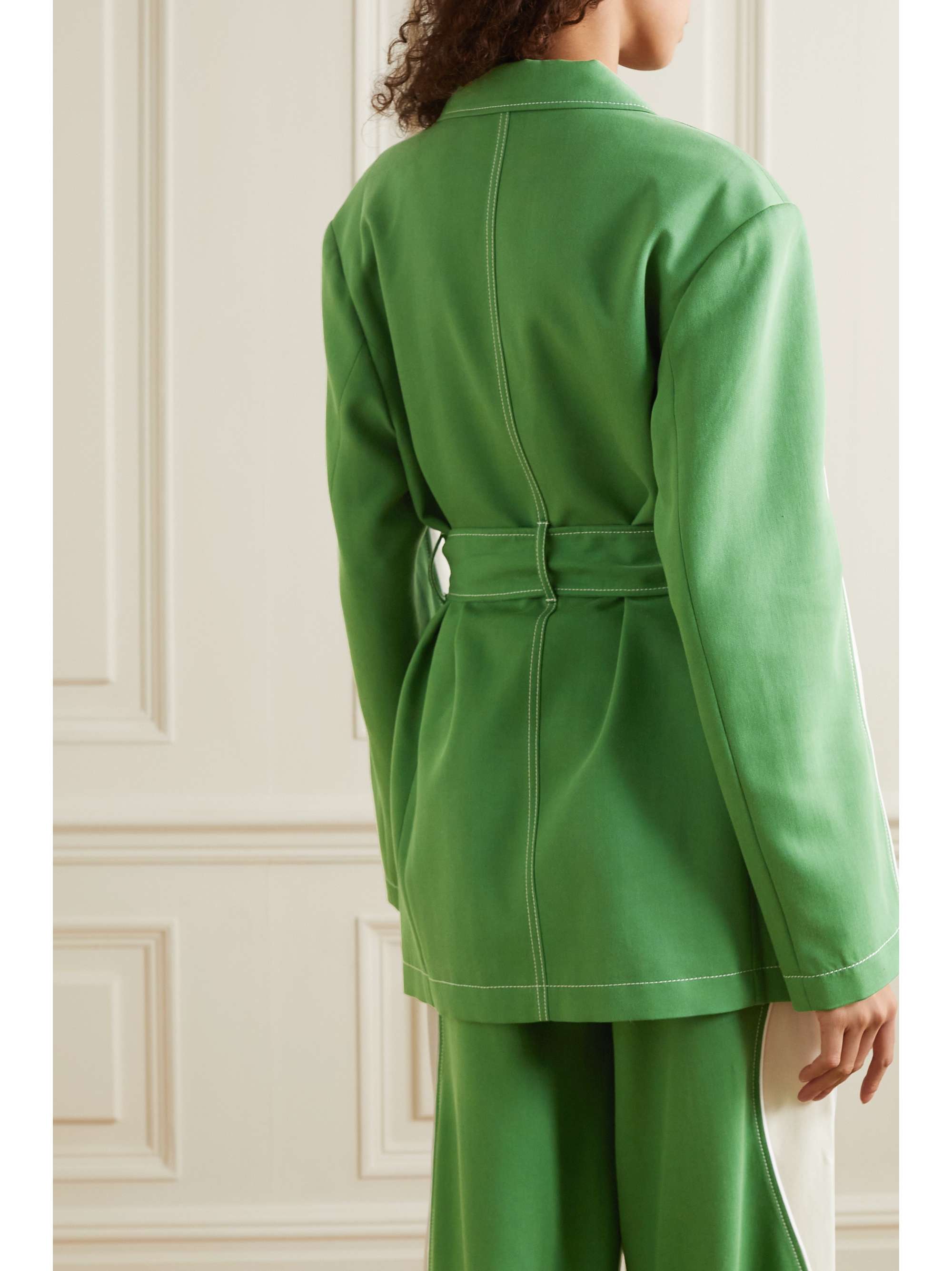 AHLUWALIA Giacca in cotone stretch e twill di lyocell con cintura Lagos