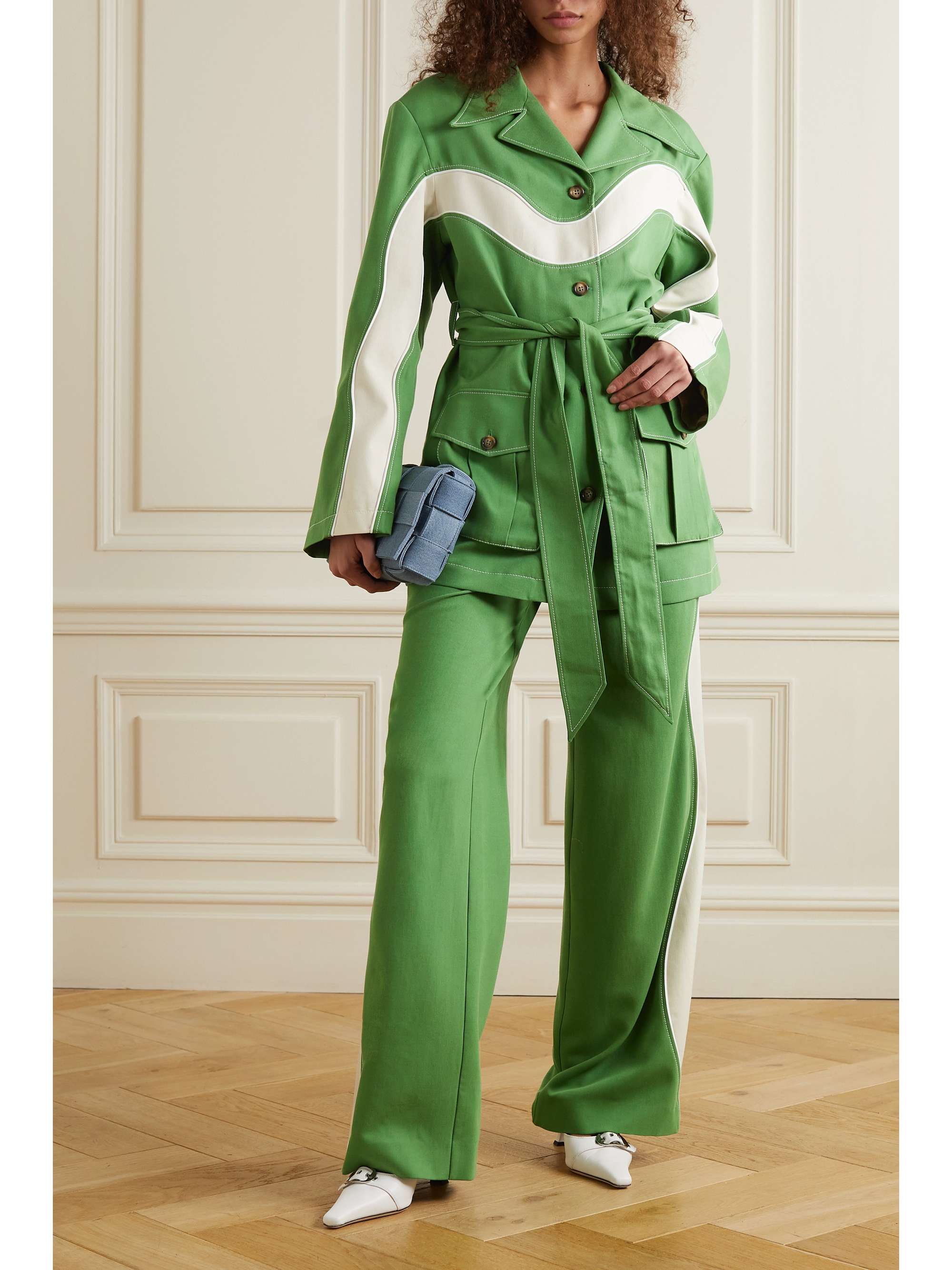 AHLUWALIA Giacca in cotone stretch e twill di lyocell con cintura Lagos