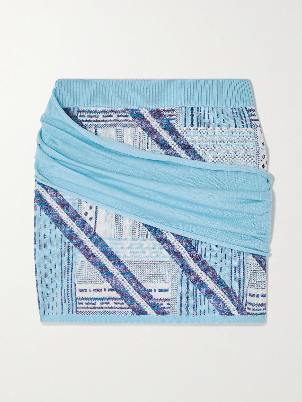 Ahluwalia - Bioko Draped Intarsia Wool-blend Mini Skirt - Blue