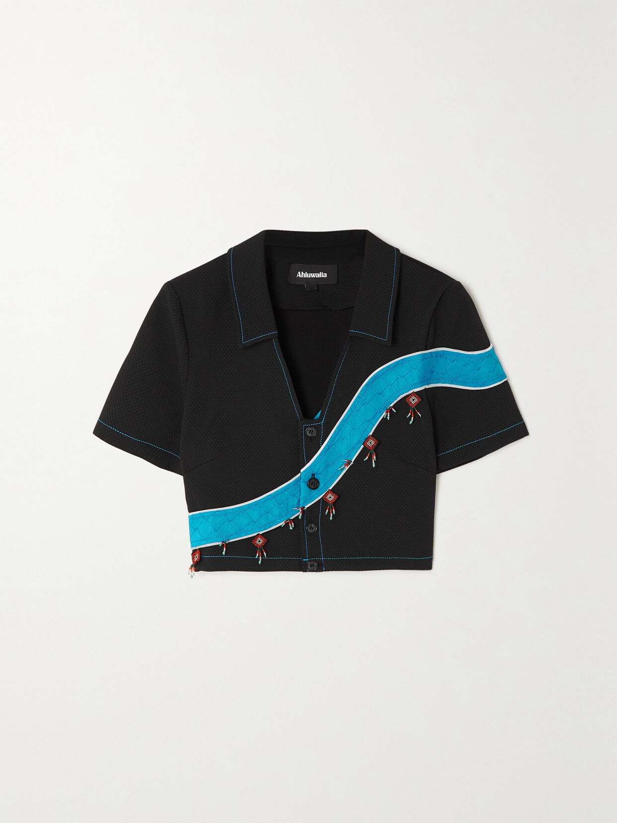 Ahluwalia Black Priya Button-down Crop Top