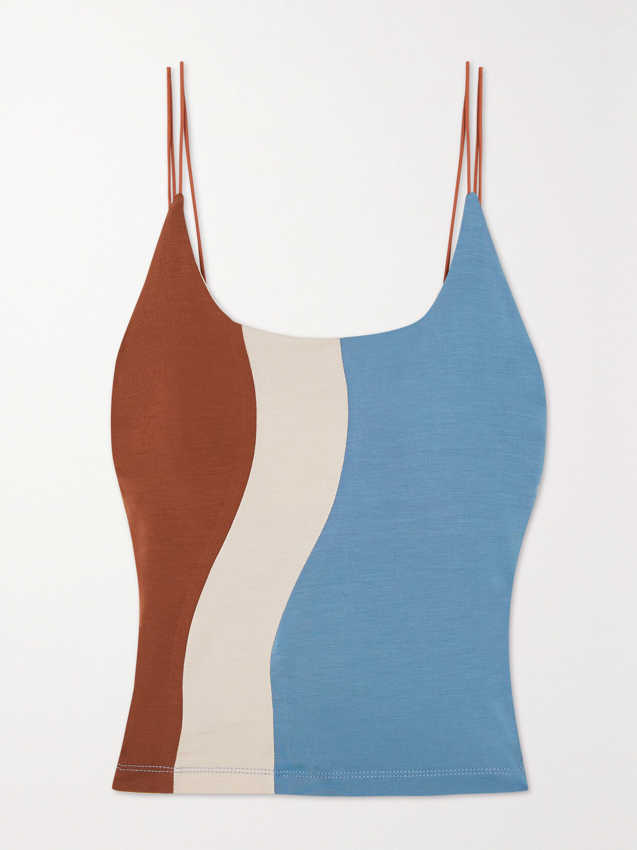 Ahluwalia - Cropped Color-block Stretch-lyocell Jersey Camisole - Blue