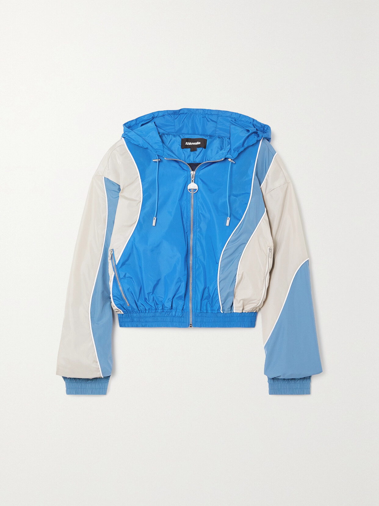 Ahluwalia Hooded Color-block Shell Track Jacket In Blue