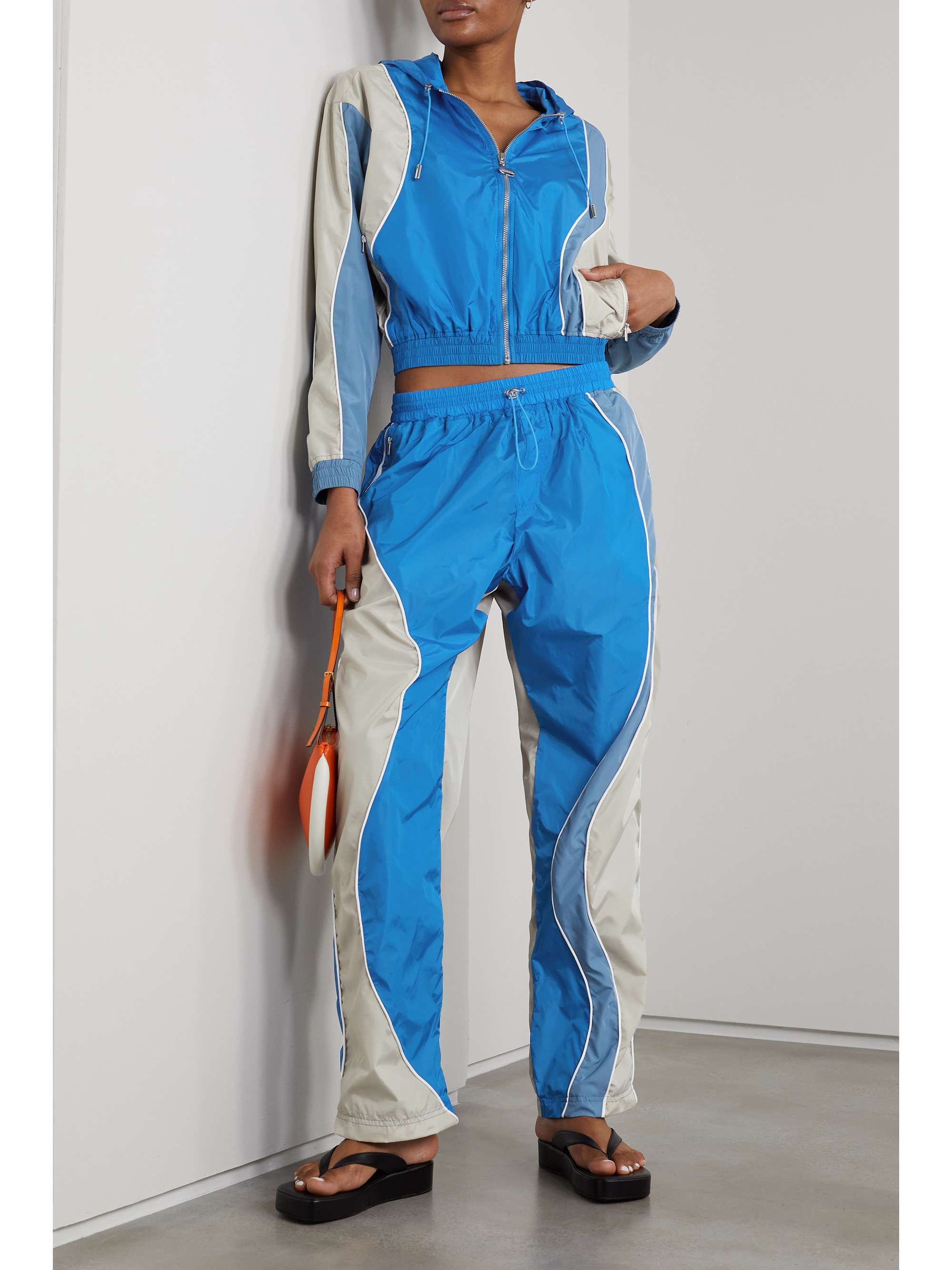 AHLUWALIA Trainingsjacke aus Shell in Colour-Block-Optik mit Kapuze