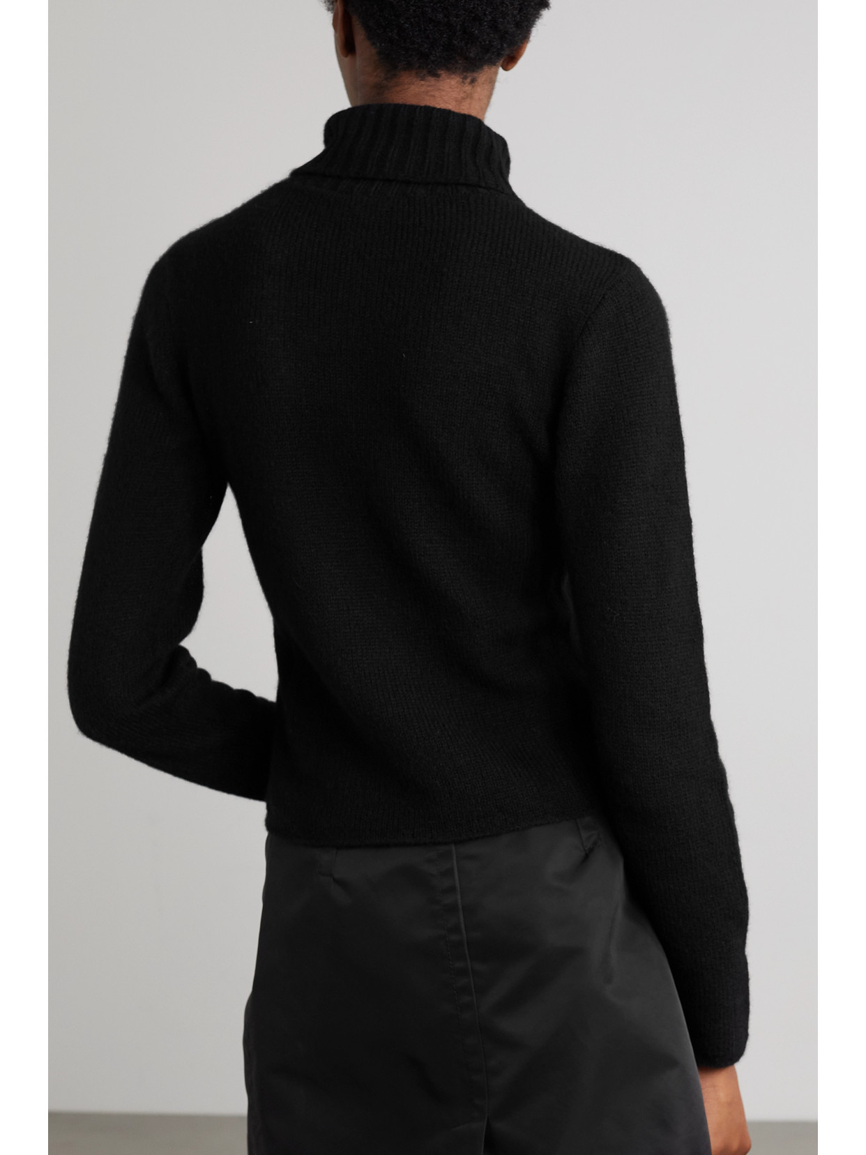 THE ELDER STATESMAN NIMBUS WHIPSTITCHED CASHMERE AND COTTON-BLEND TURTLENECK SWEATER