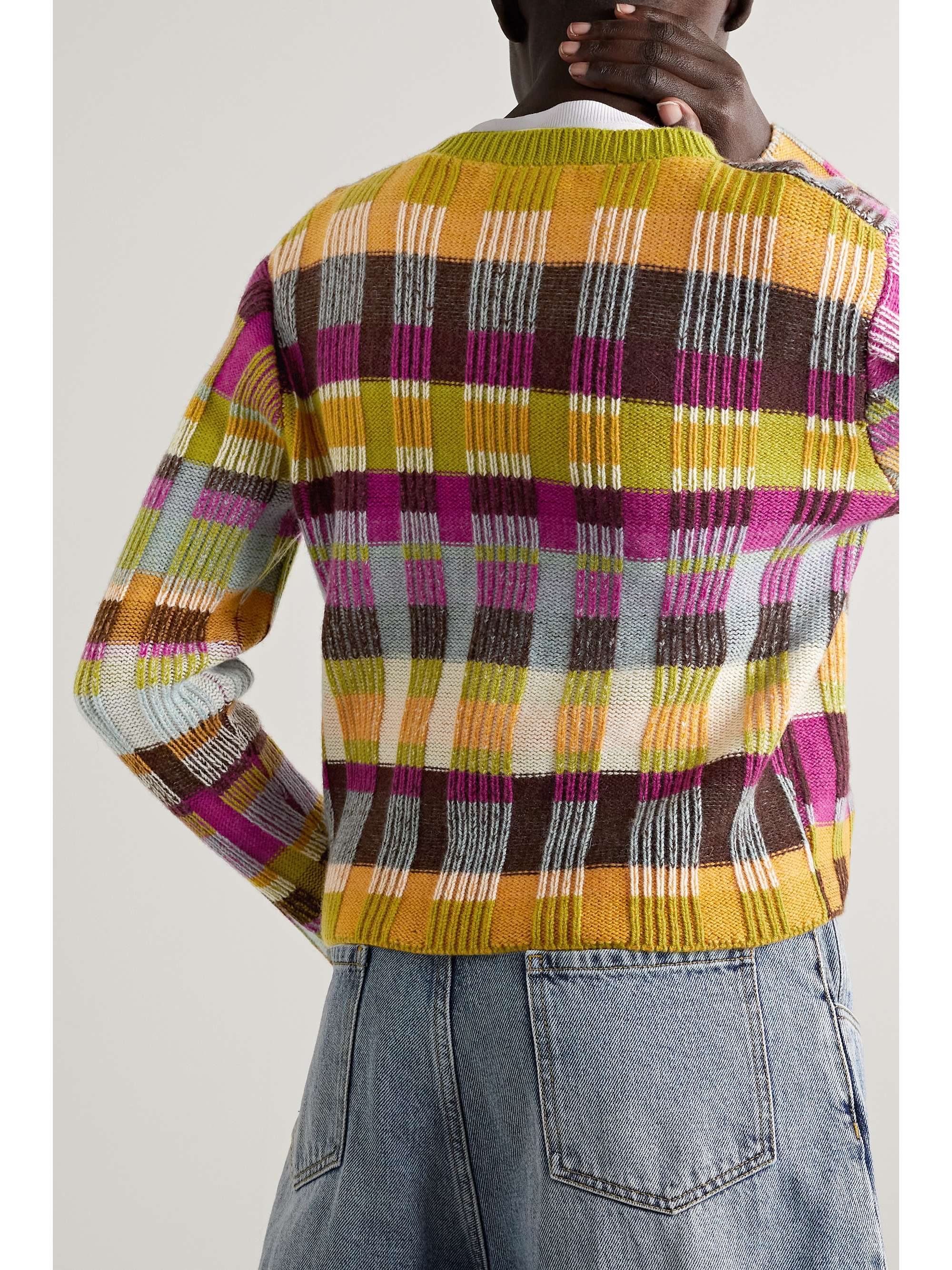 THE ELDER STATESMAN Ribbed striped cashmere cardigan