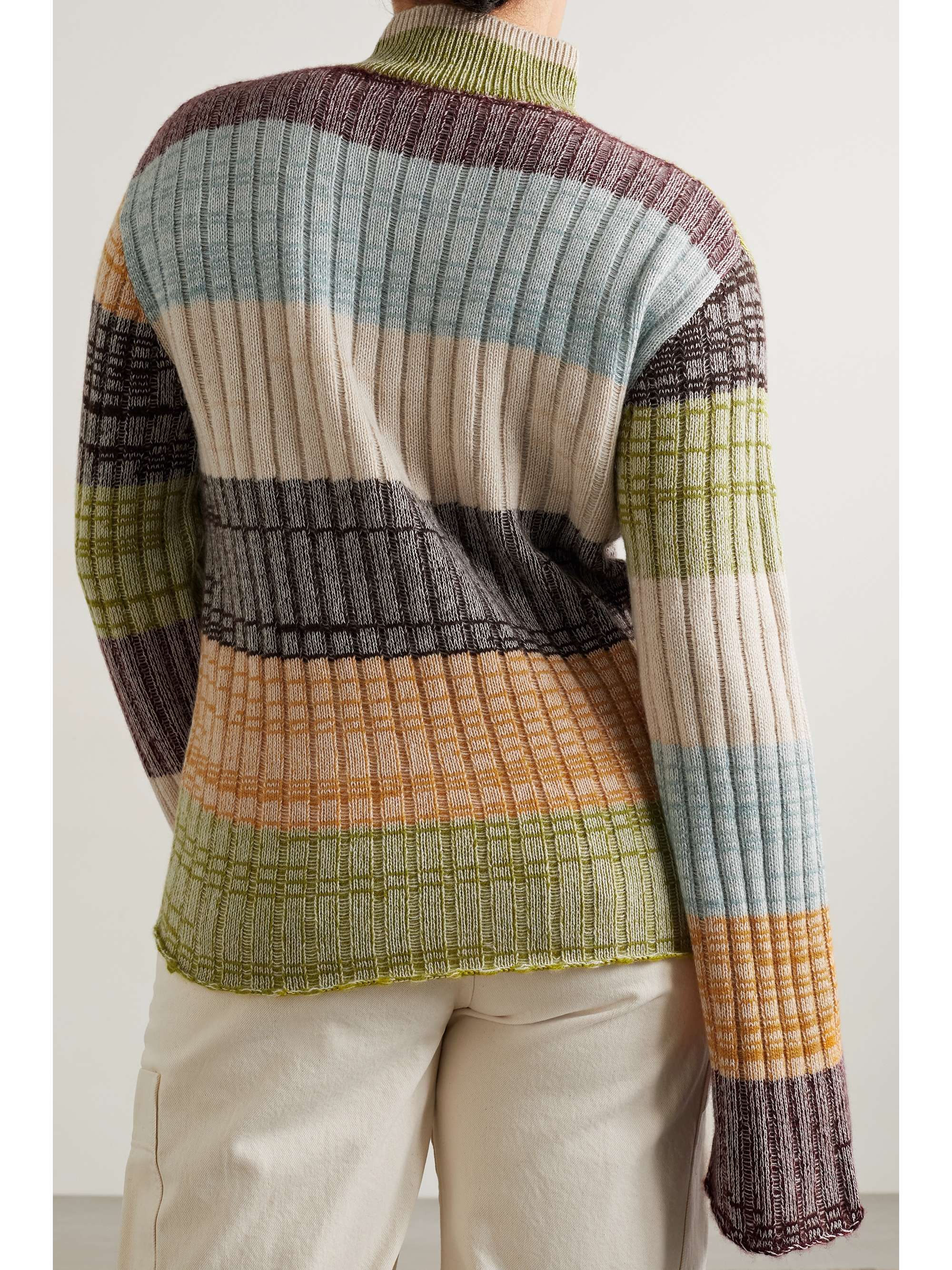 THE ELDER STATESMAN Oasis striped ribbed cashmere turtleneck sweater ...