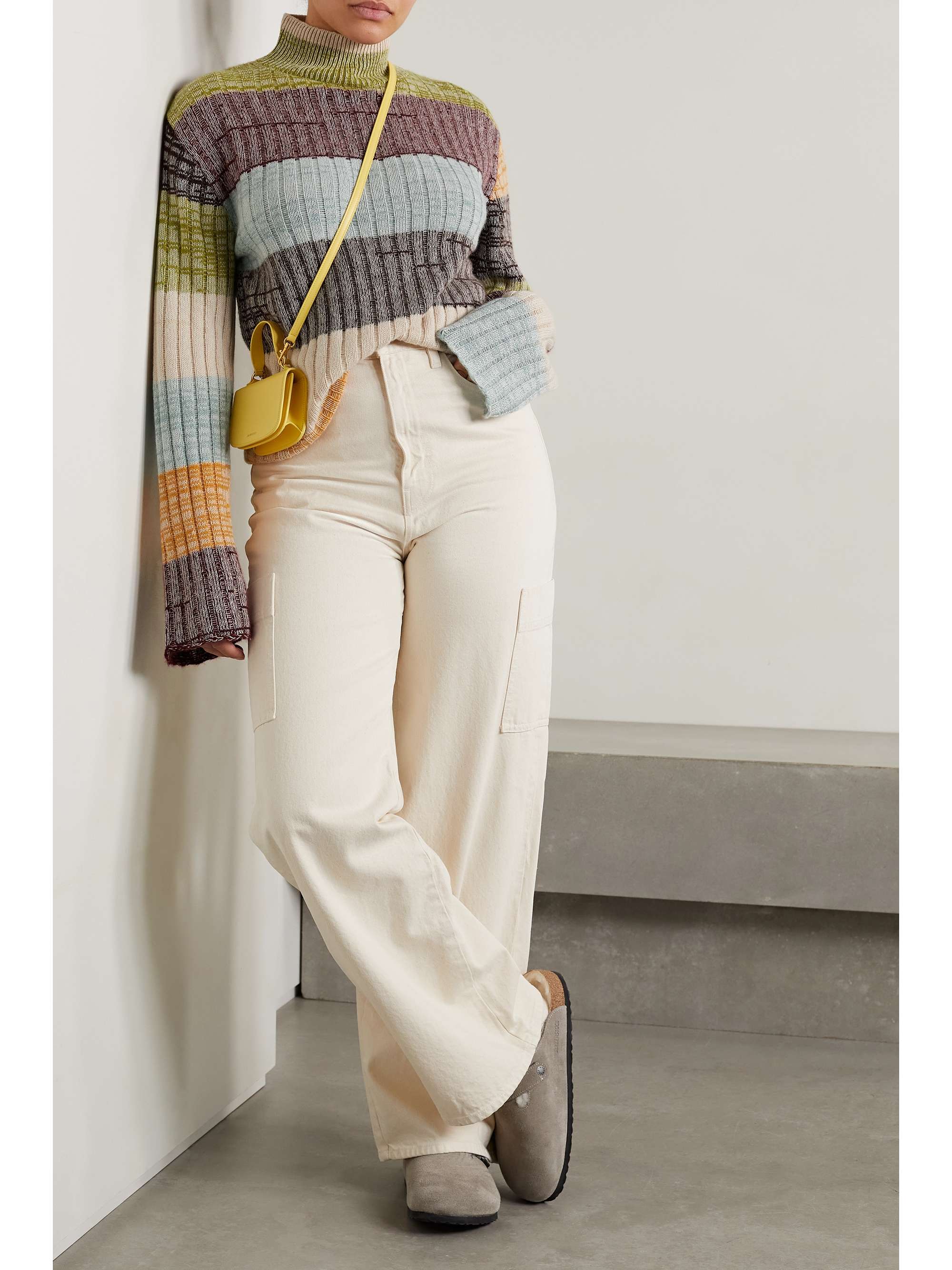 THE ELDER STATESMAN Oasis striped ribbed cashmere turtleneck sweater