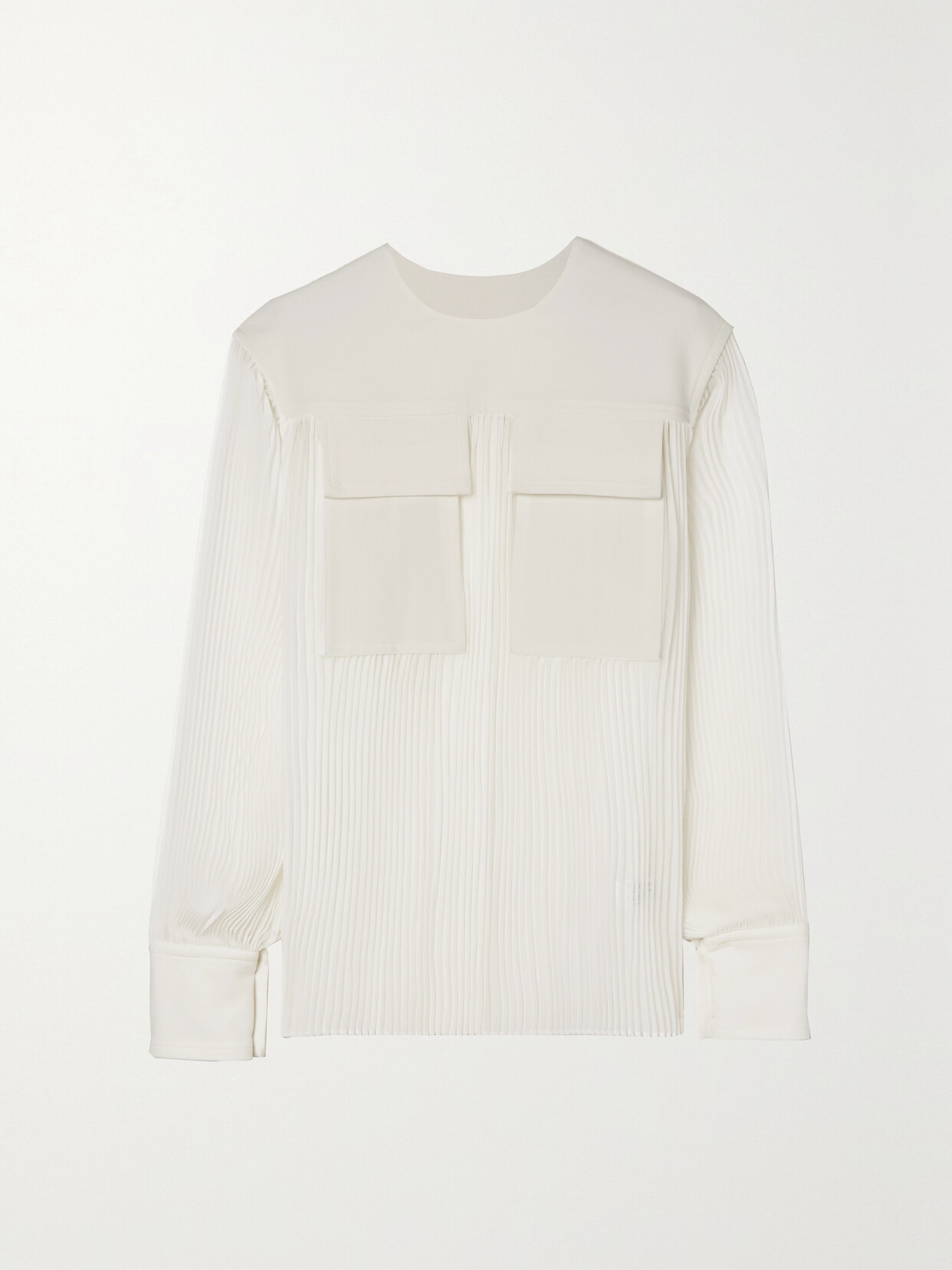 Proenza Schouler Crepe-paneled Plissé-chiffon Blouse - White
