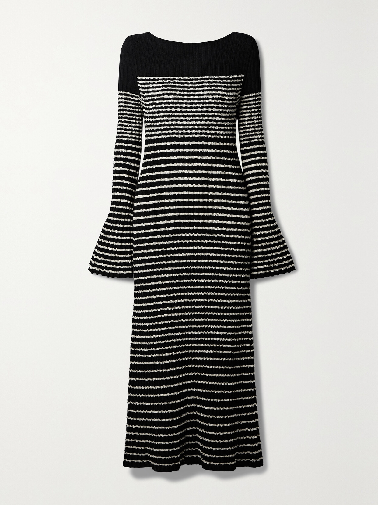 Shop Proenza Schouler Striped Ribbed-knit Midi Dress In Black