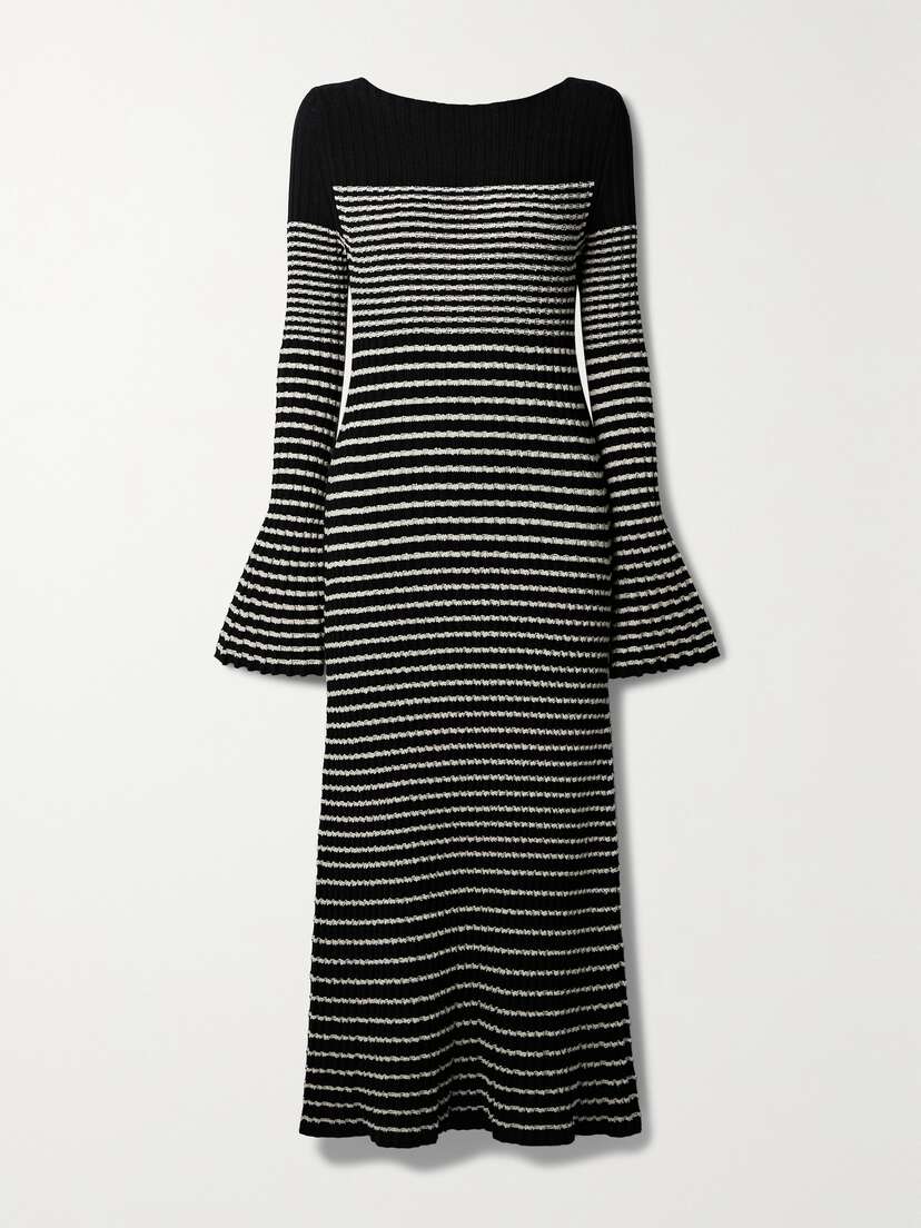 Proenza Schouler Striped Ribbed-knit Midi Dress - x large