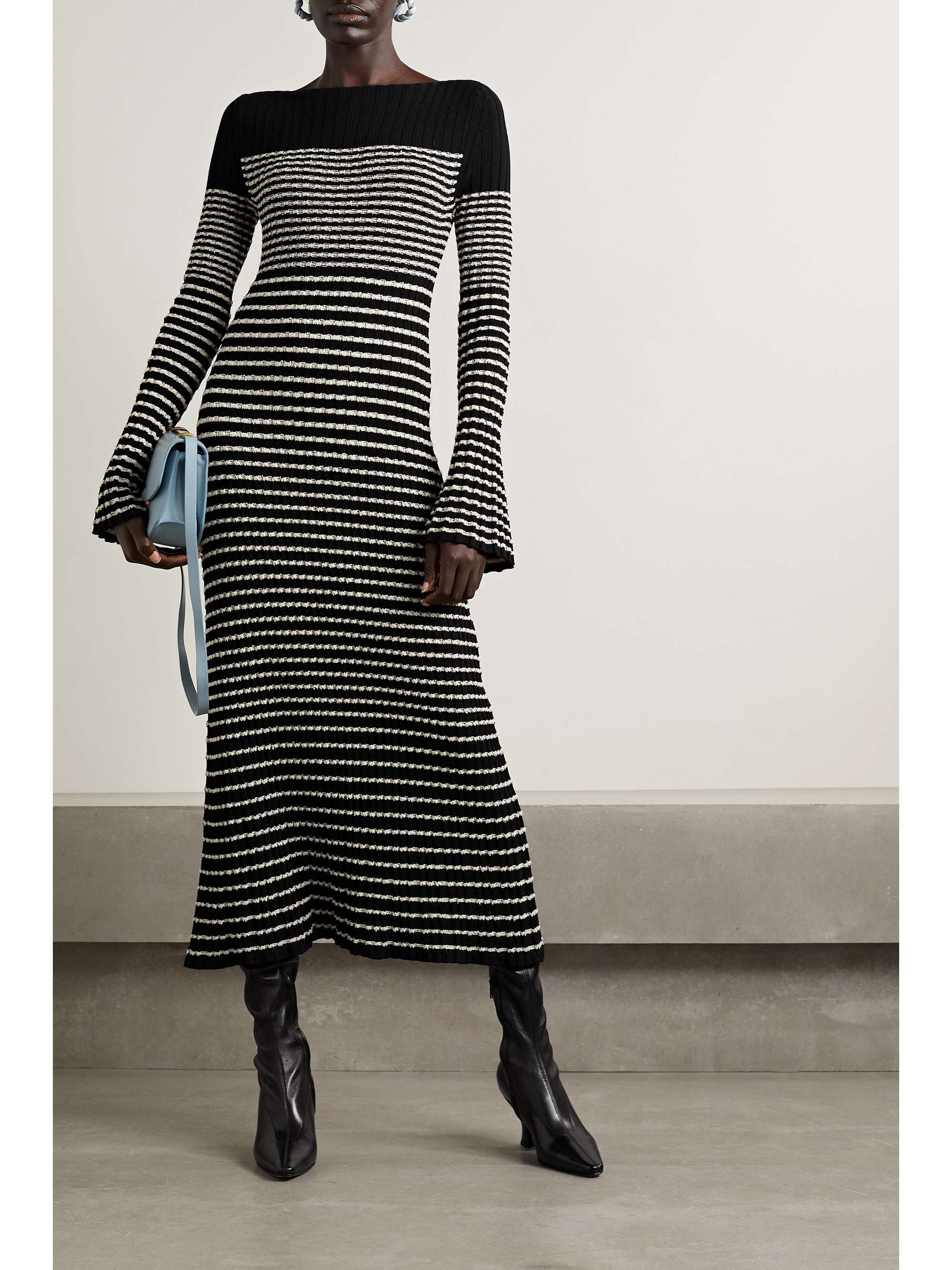 PROENZA SCHOULER Striped ribbed-knit midi dress