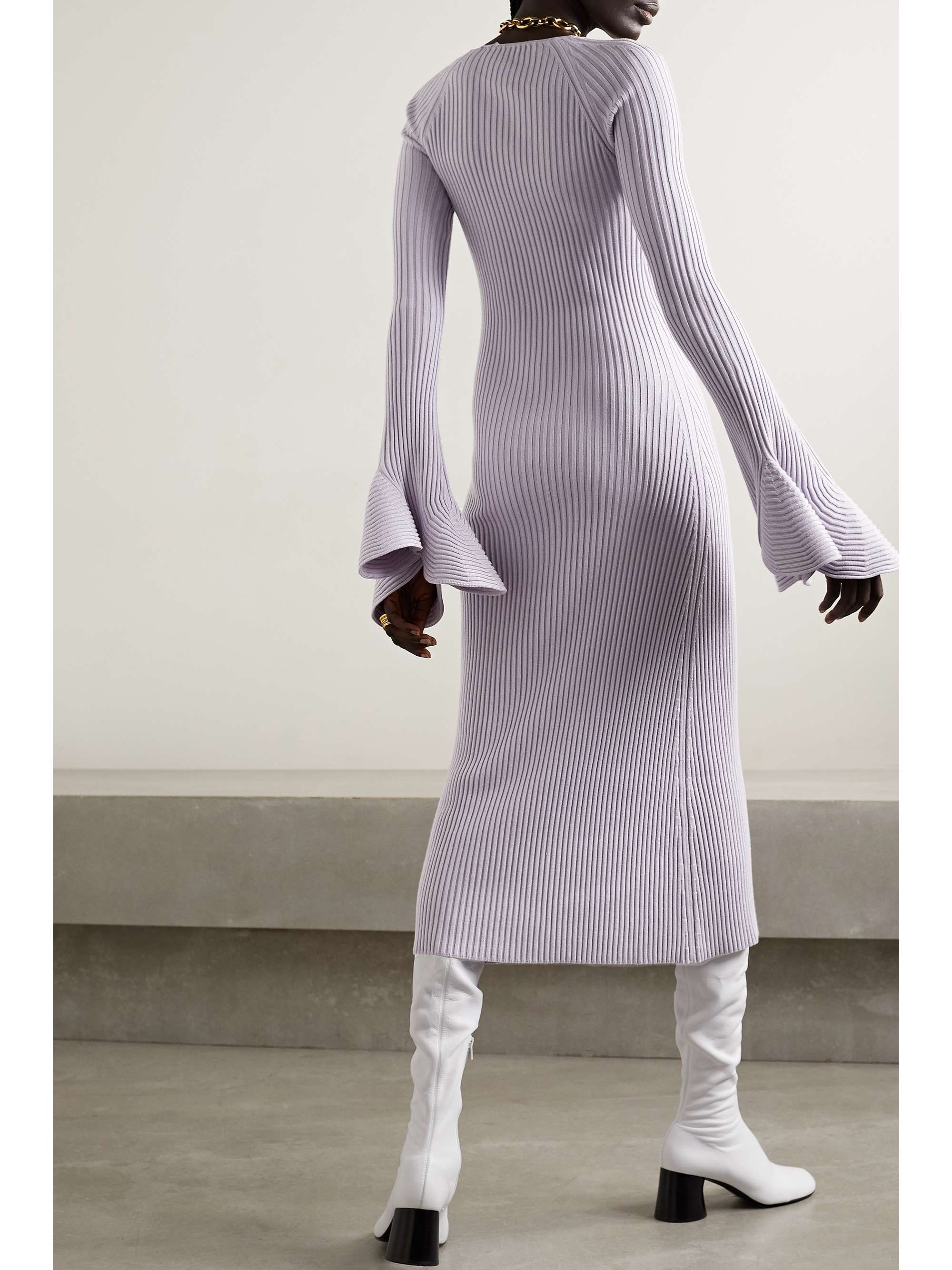 PROENZA SCHOULER Ruffled ribbed silk and cashmere-blend midi dress