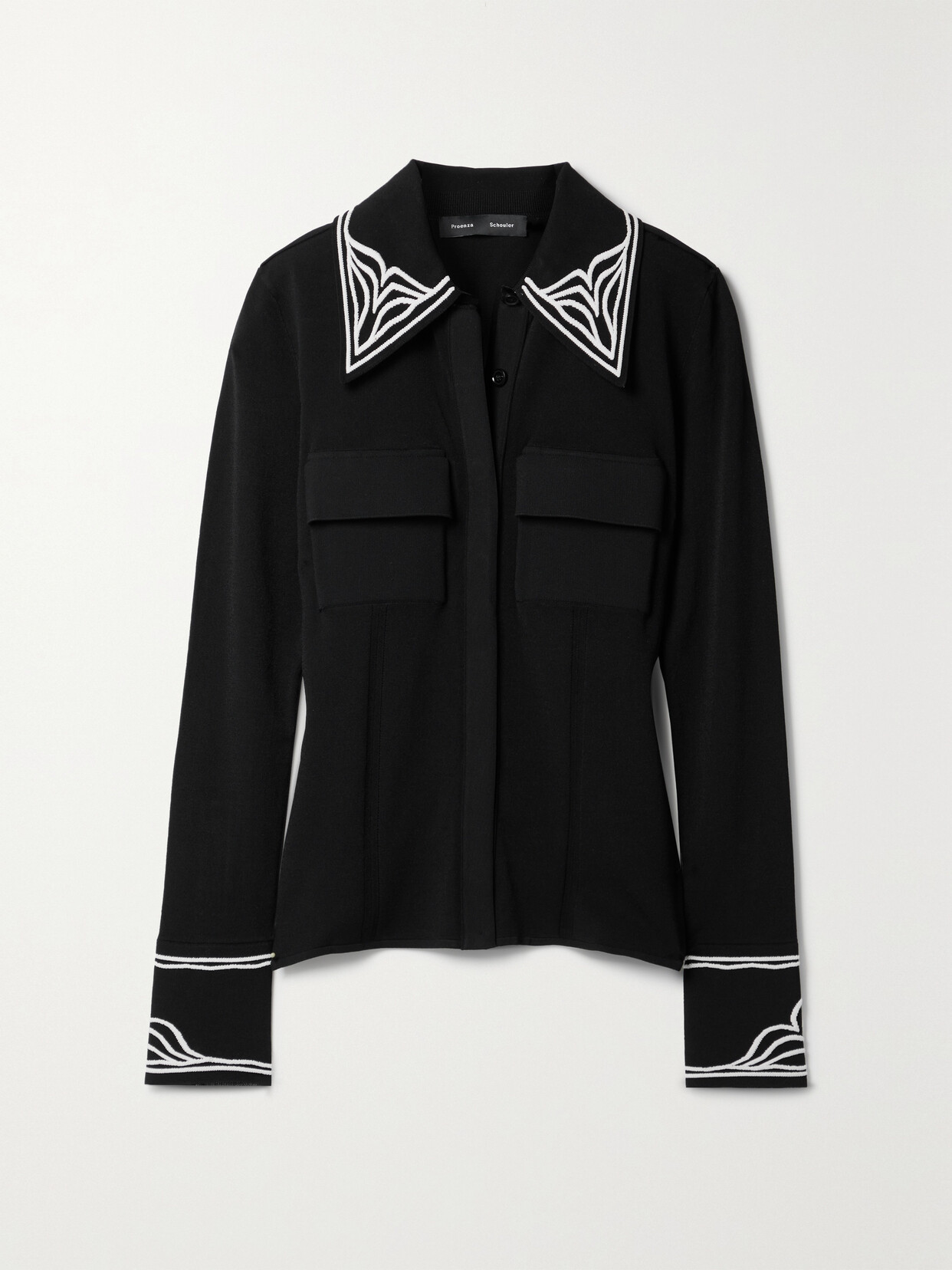 Proenza Schouler - Embroidered Stretch-knit Shirt - Black