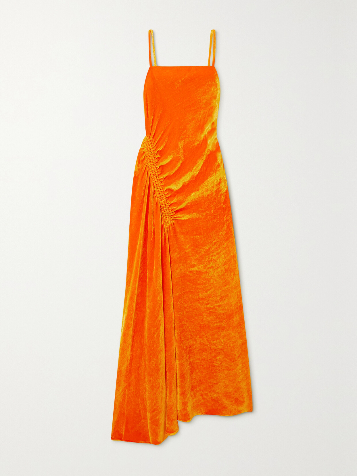 Proenza Schouler - Gathered Velvet Maxi Dress - Orange