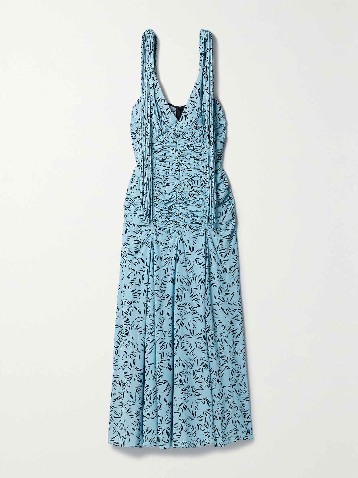 Proenza Schouler Smocked Printed Crepe Midi Dress - Blue