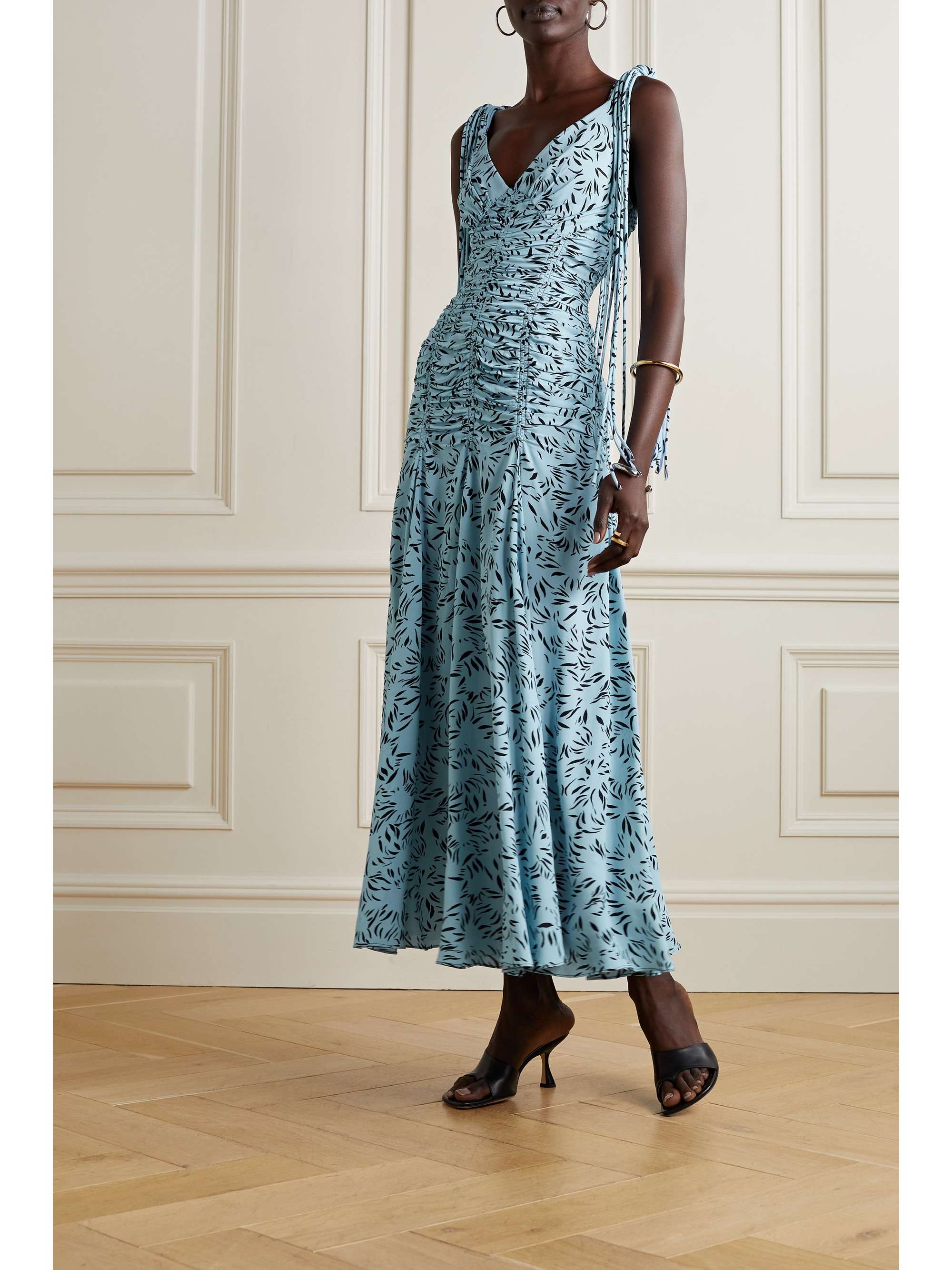 PROENZA SCHOULER Smocked printed crepe midi dress