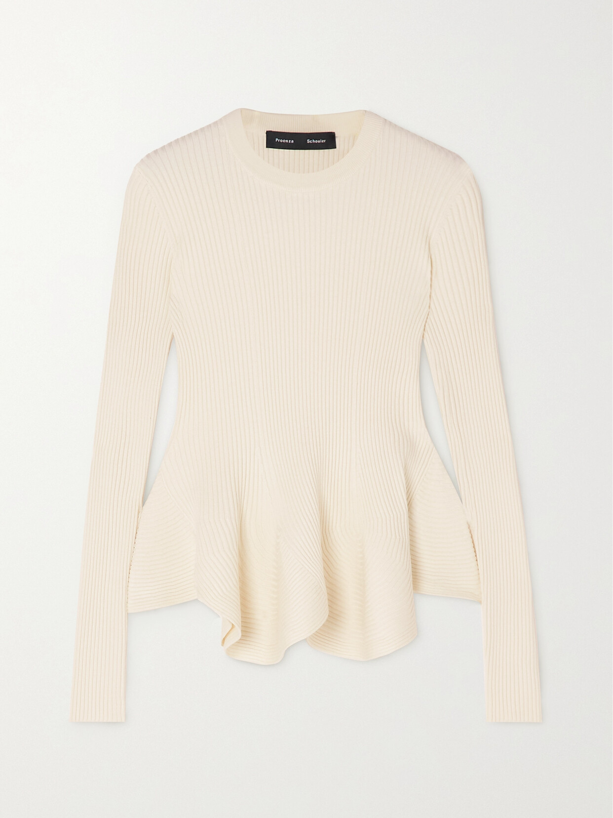 Proenza Schouler - Ribbed-knit Peplum Sweater - Cream