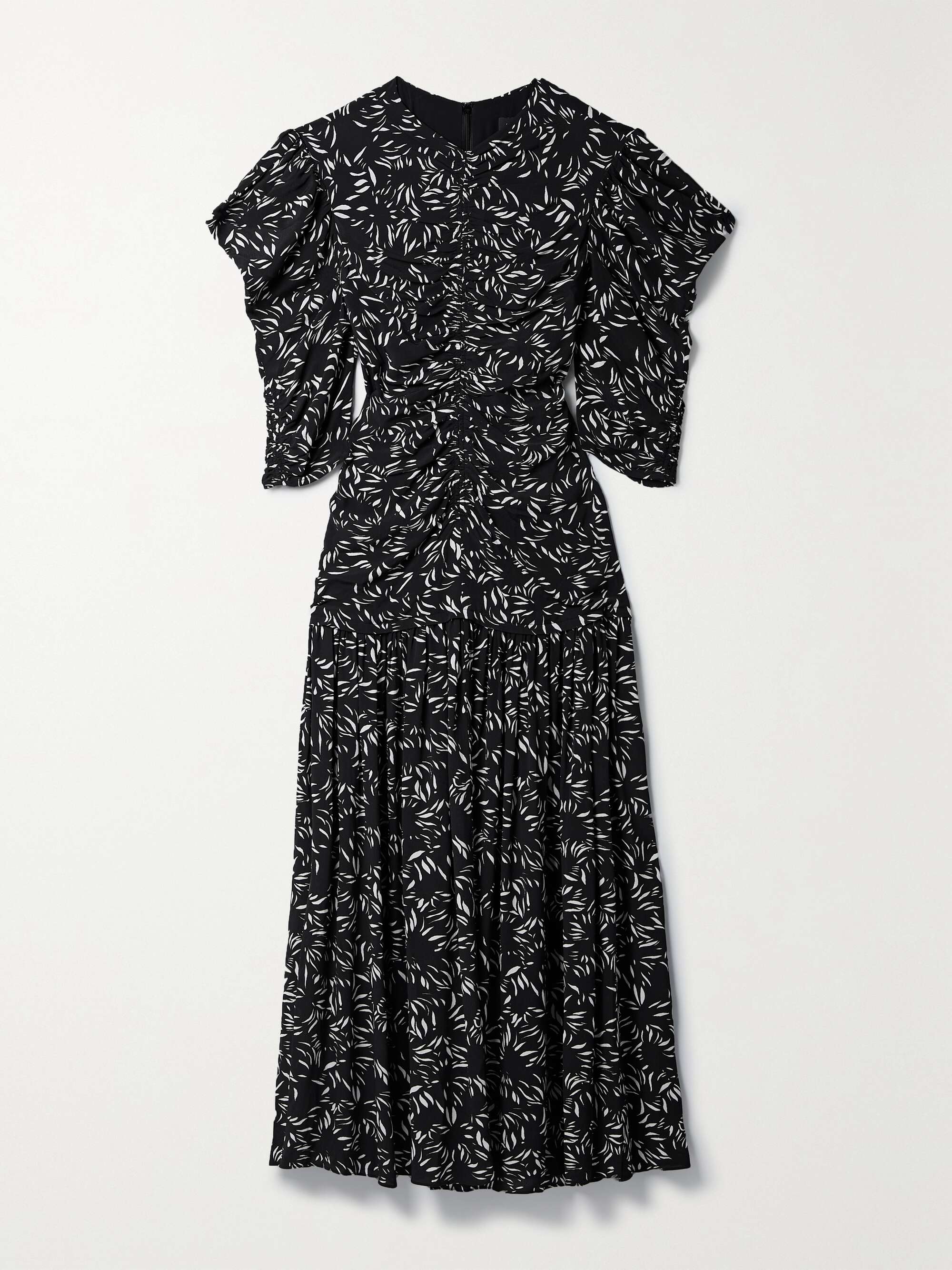 PROENZA SCHOULER Gathered printed crepe de chine midi dress | NET-A-PORTER