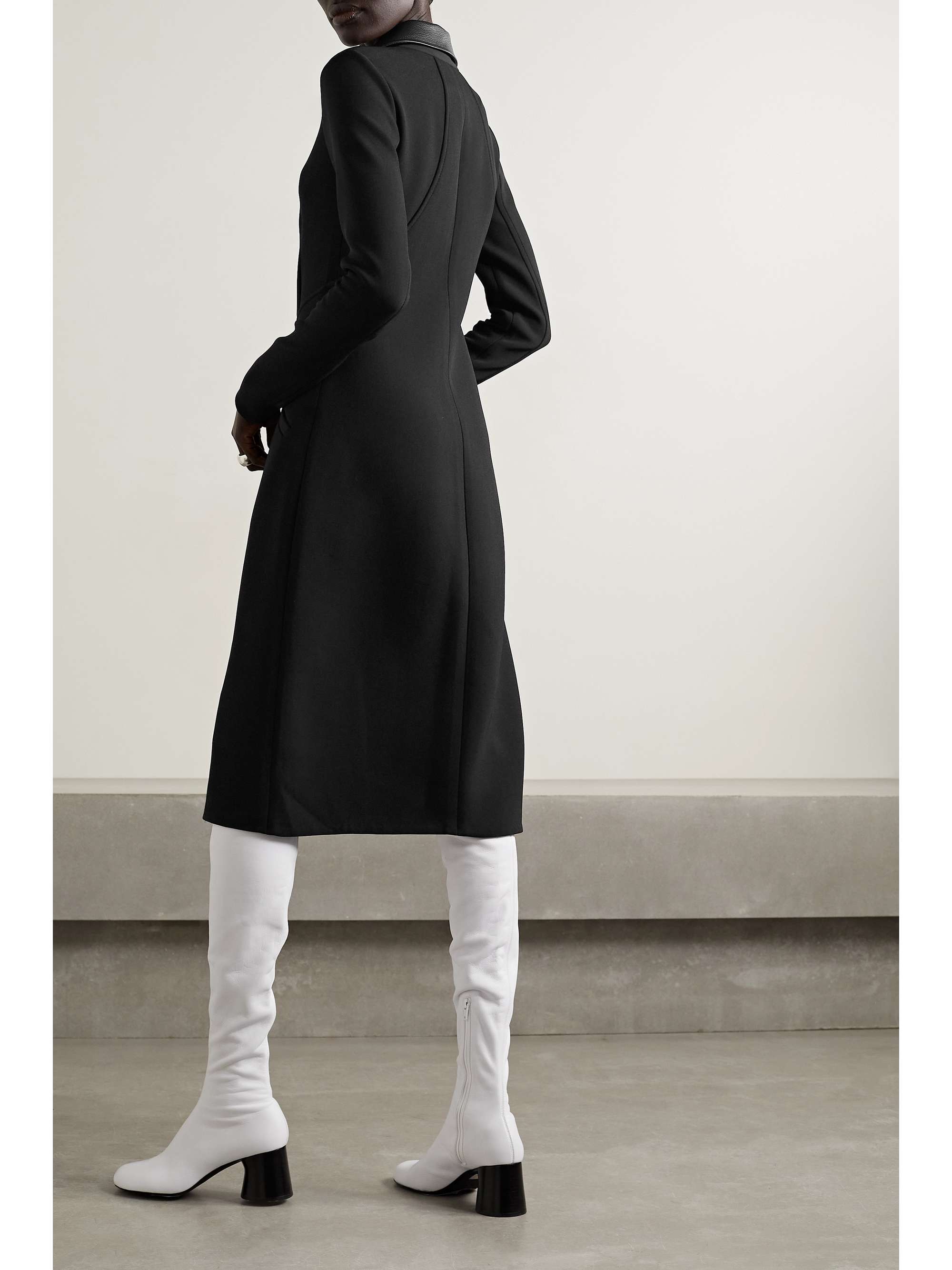 PROENZA SCHOULER Faux leather-trimmed crepe midi dress