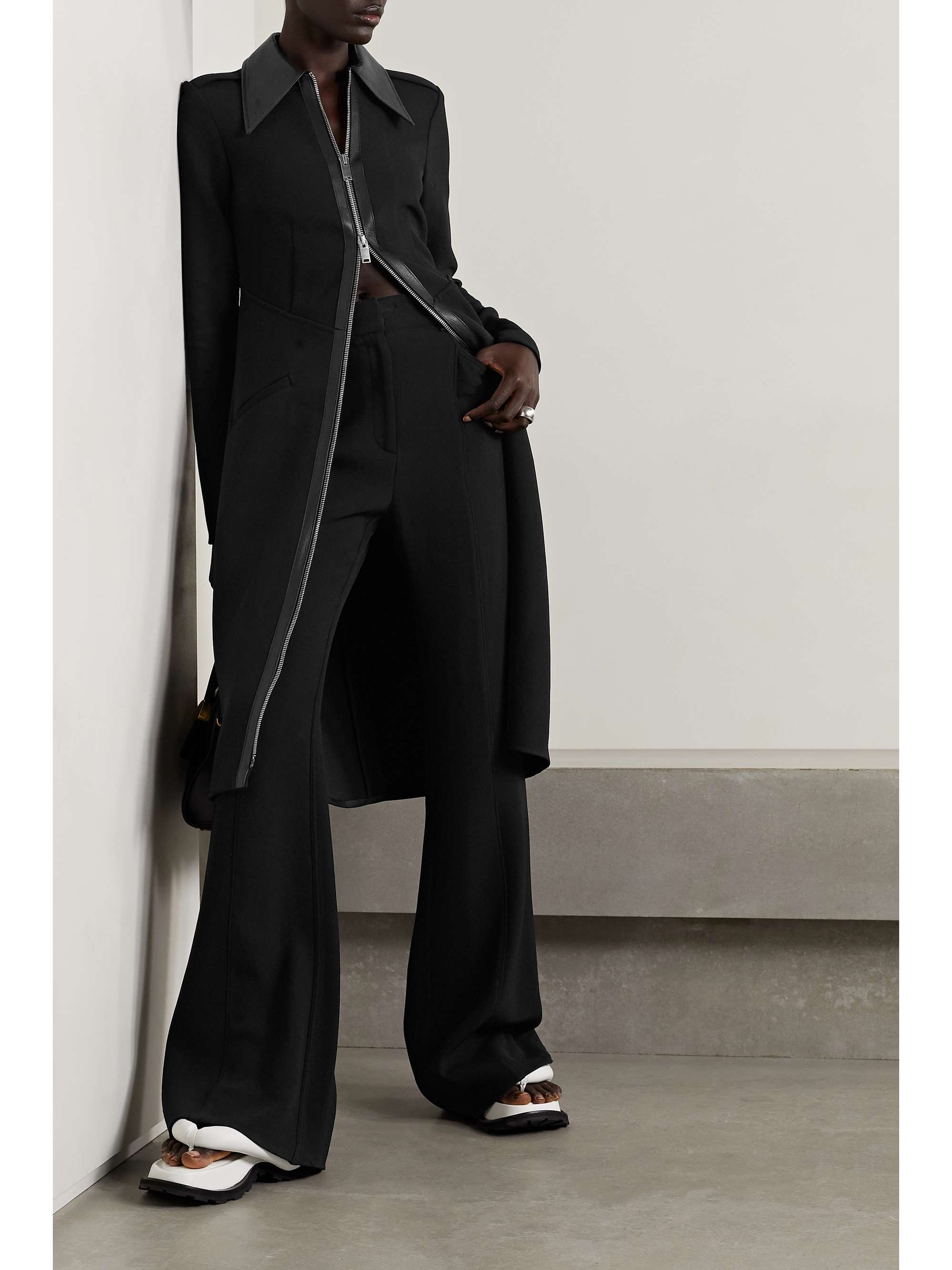 PROENZA SCHOULER Faux leather-trimmed crepe midi dress
