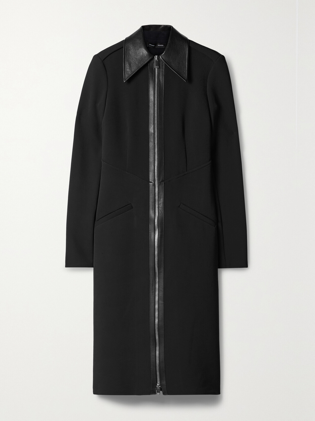 Proenza Schouler Faux Leather-trimmed Crepe Midi Dress