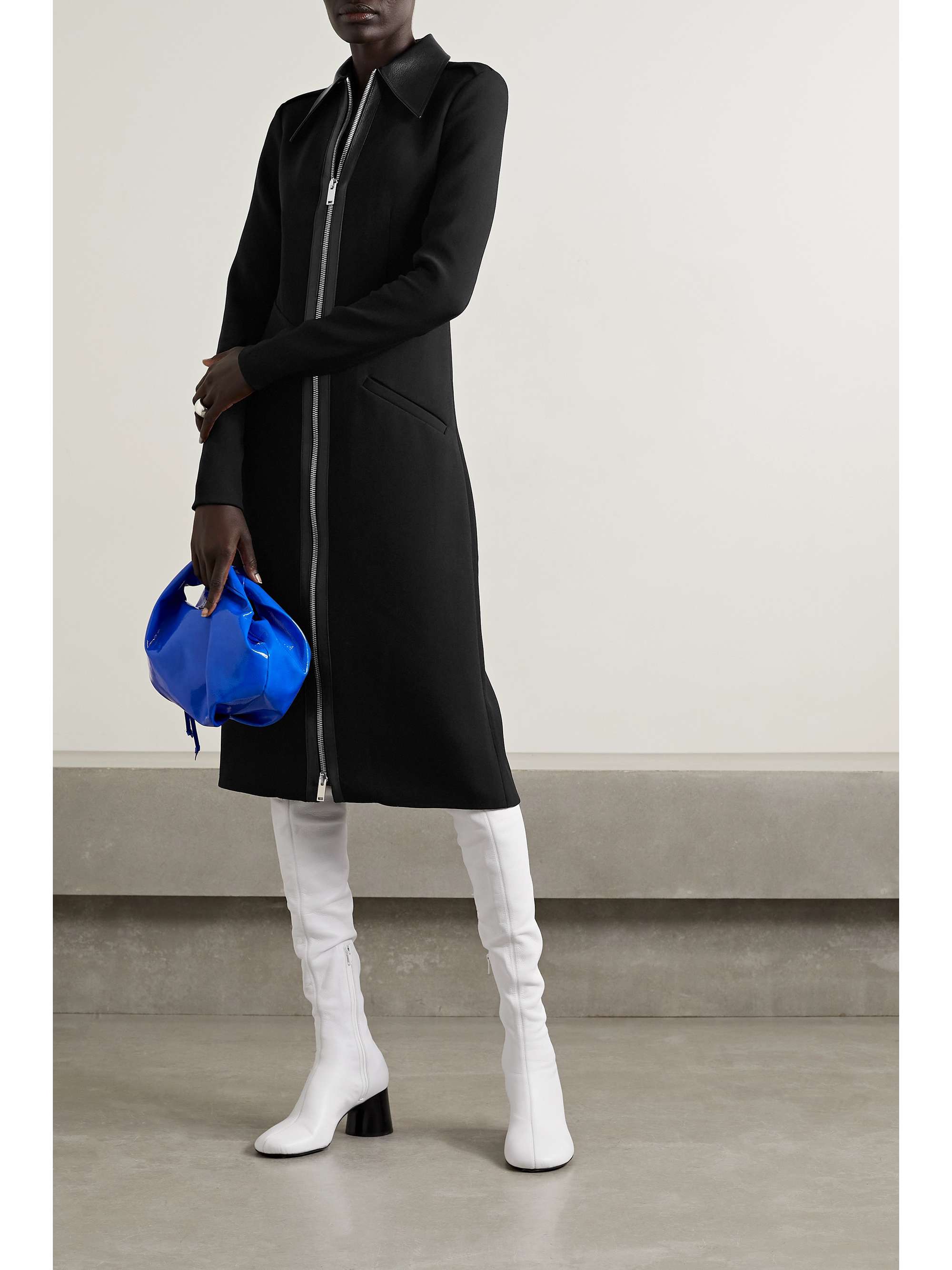 PROENZA SCHOULER Faux leather-trimmed crepe midi dress